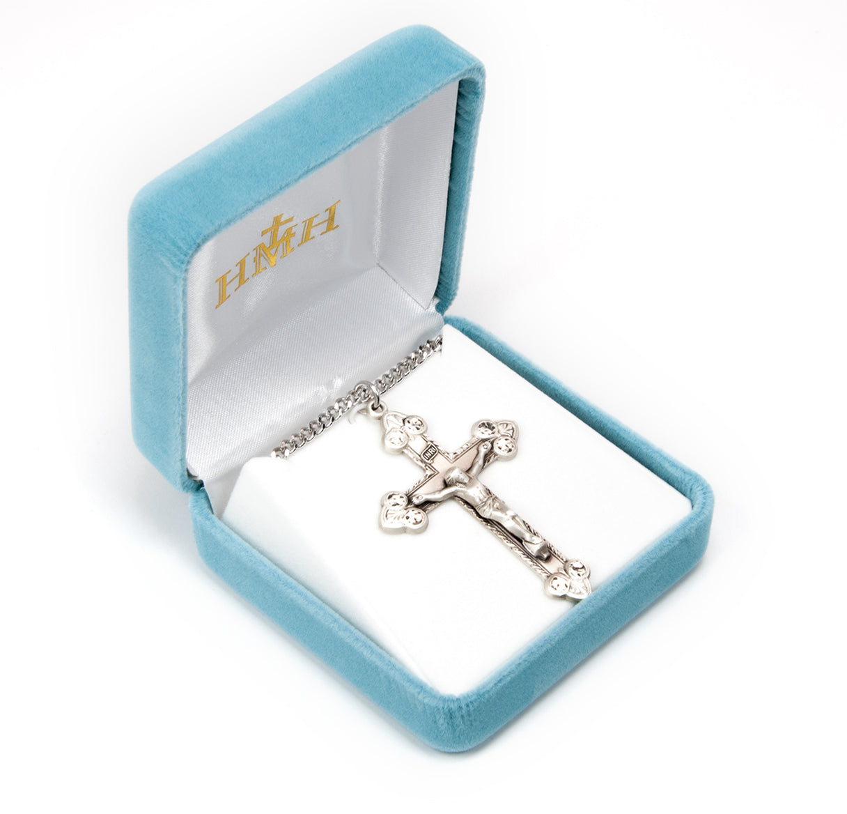 Scrolled Leaf Design Sterling Silver Crucifix