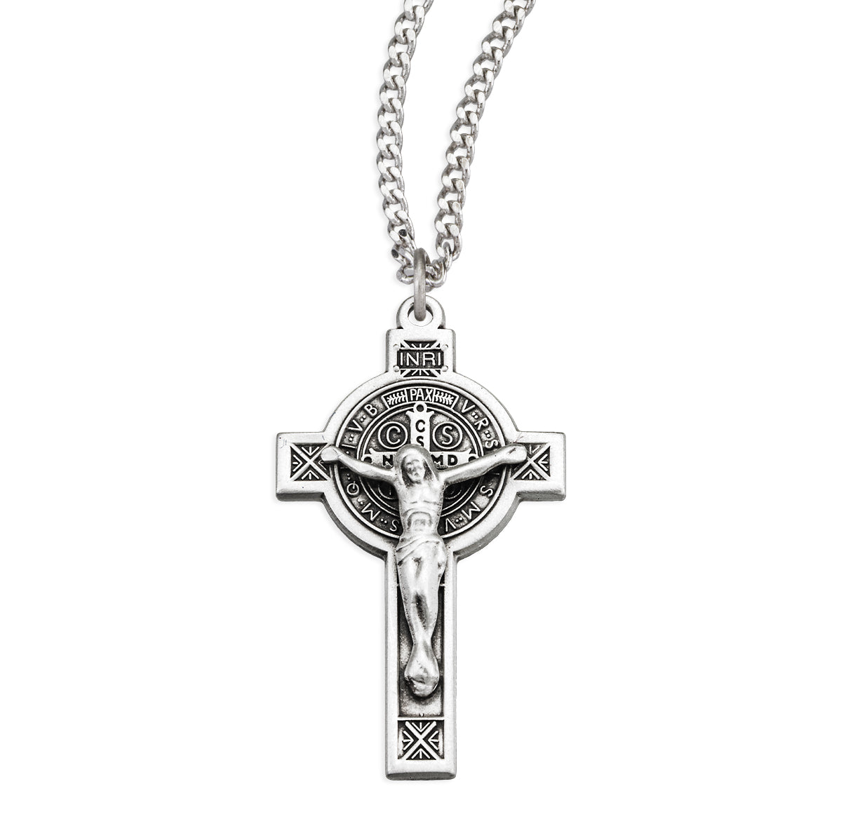 Sterling Silver Small St Benedict Cfx 20" Ch-Bxd