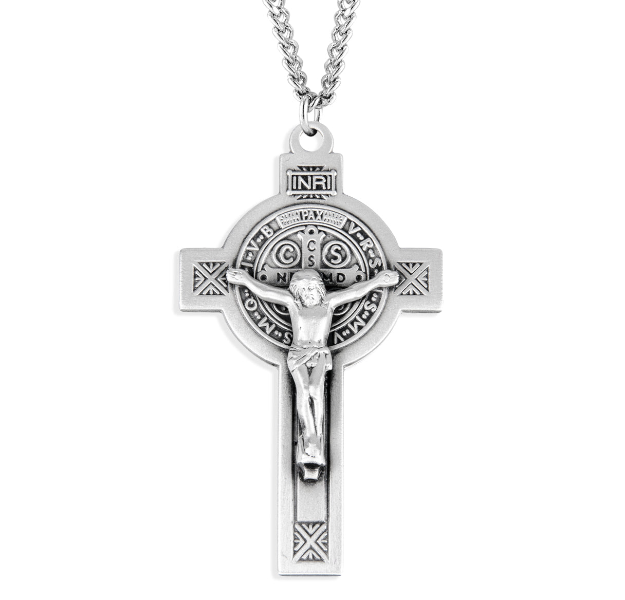 Sterling Silver St. Benedict Crucifix 27" Ch-Bxd