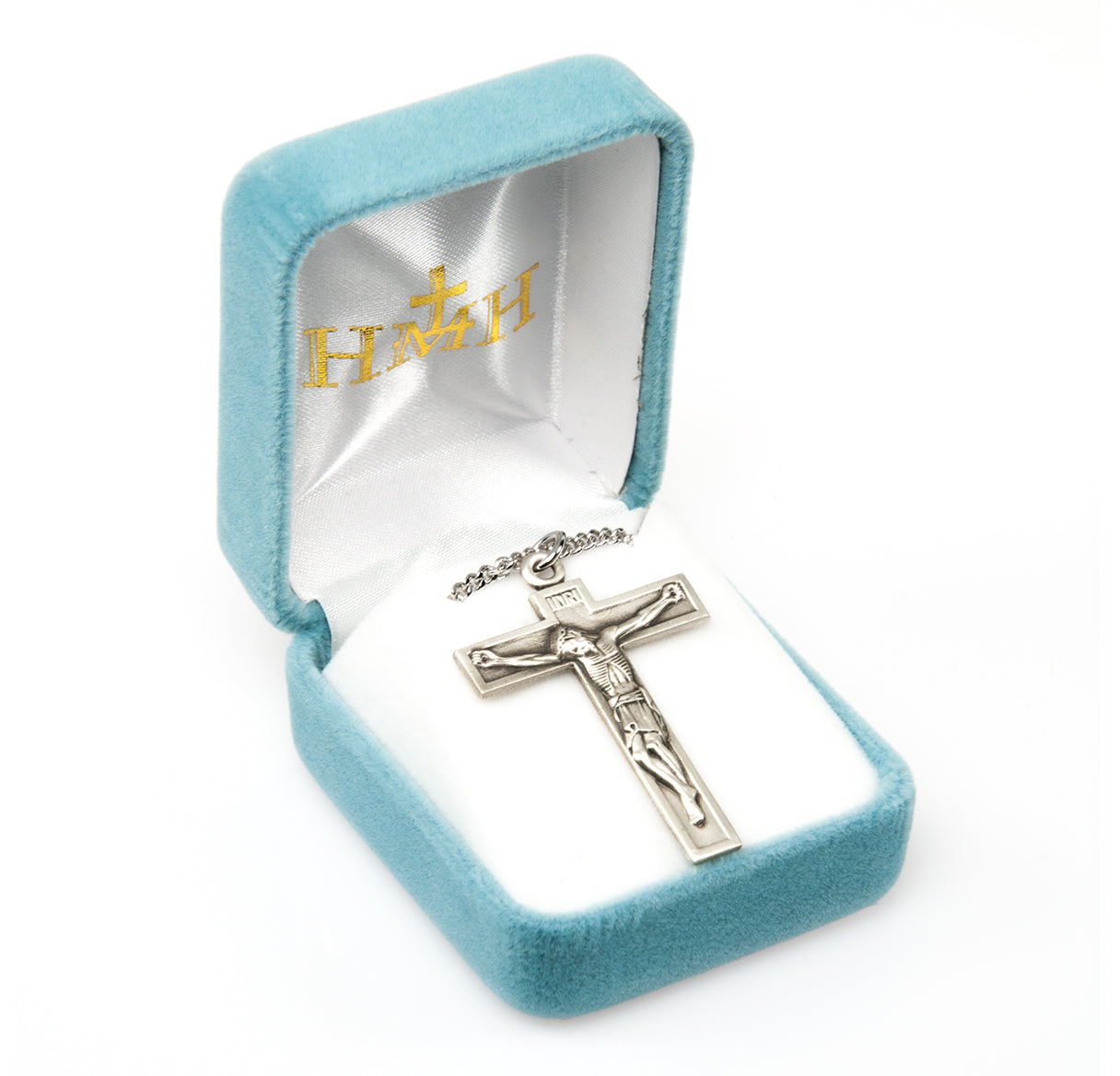 Sterling Silver 1 Piece Short Top Crucifix 18" Ch-Bxd