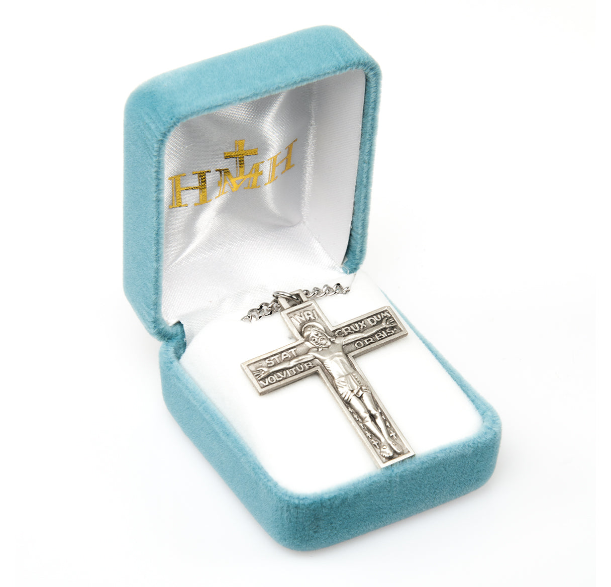 Stat Crux Dum Volvitur Orbis Sterling Silver Crucifix