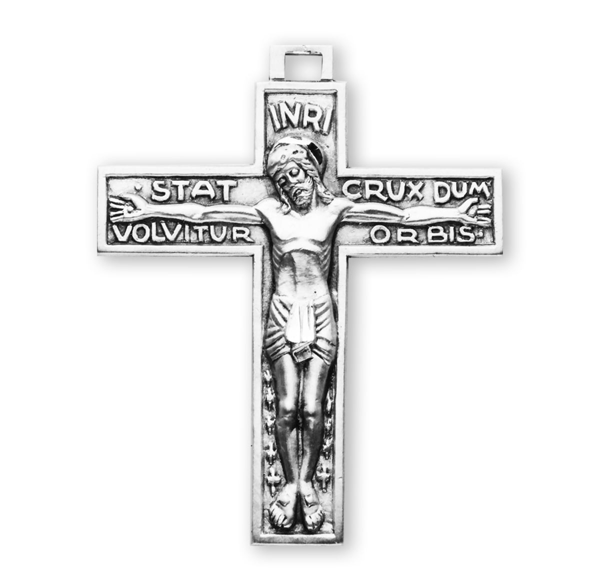 Stat Crux Dum Volvitur Orbis Sterling Silver Crucifix