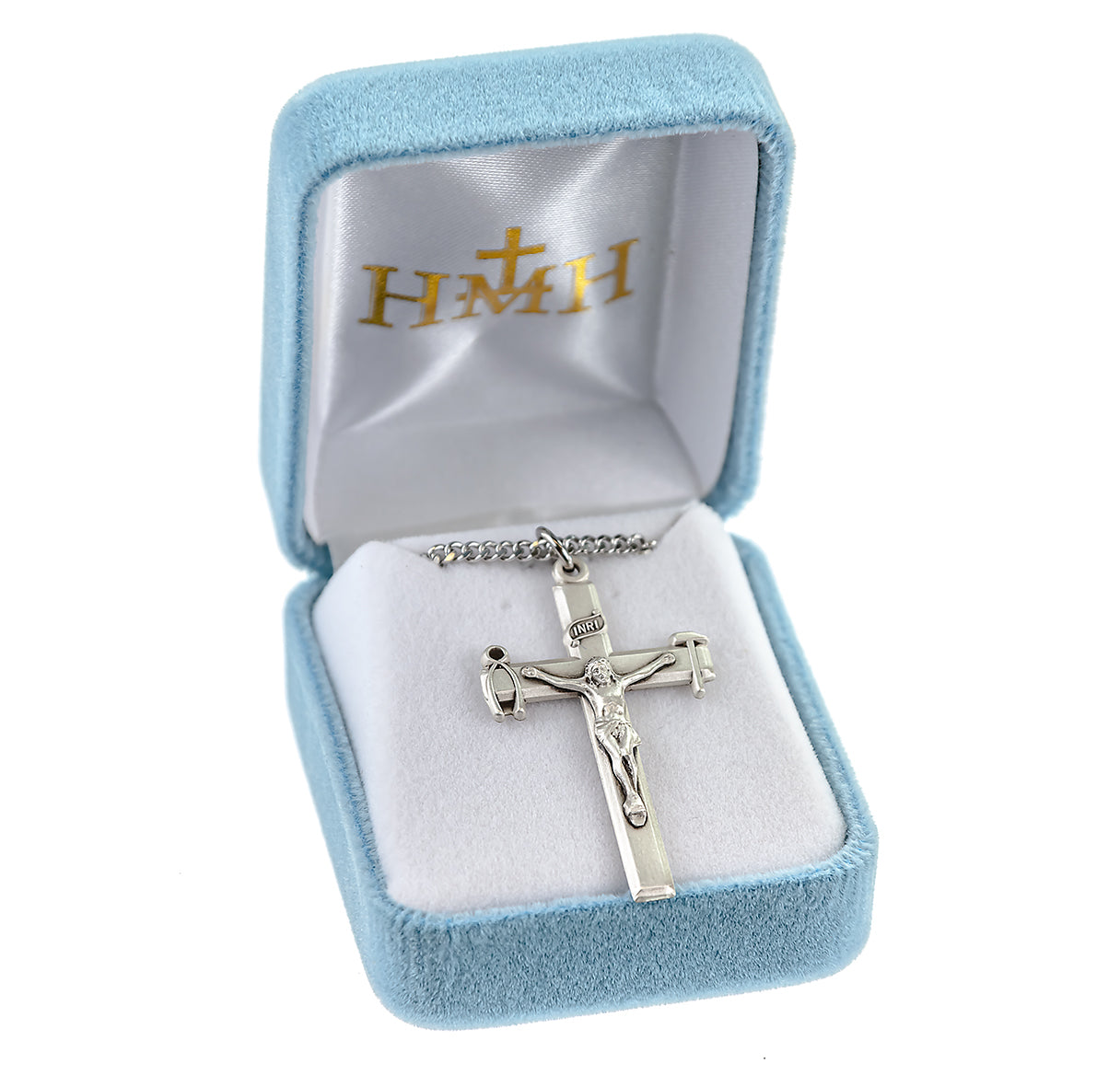 Sterling Silver Small LaSalette 1 9/16" Crucifix-18" Ch-Bxd