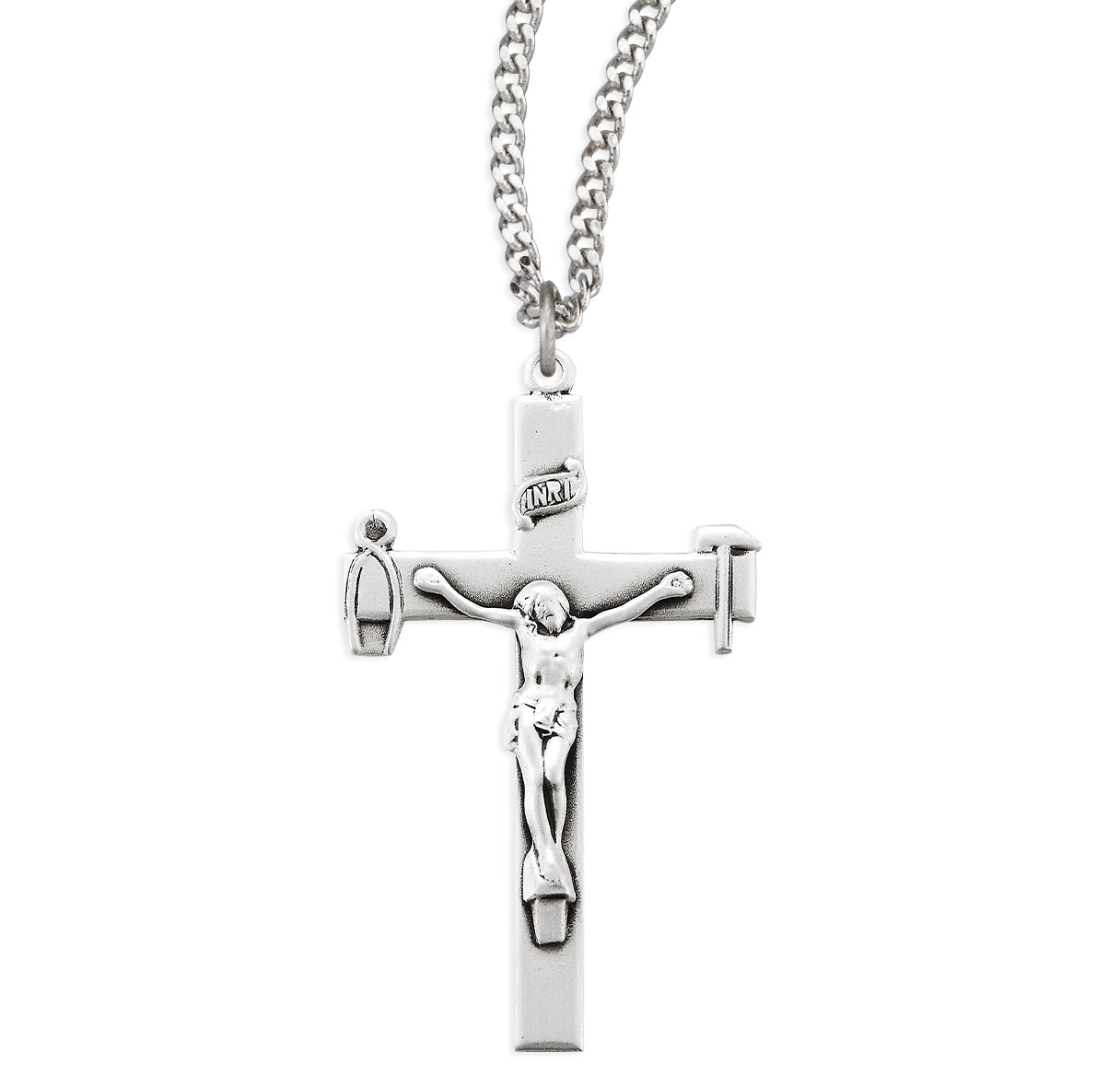Sterling Silver Large LaSalette Crucifix-24" Ch-Bxd
