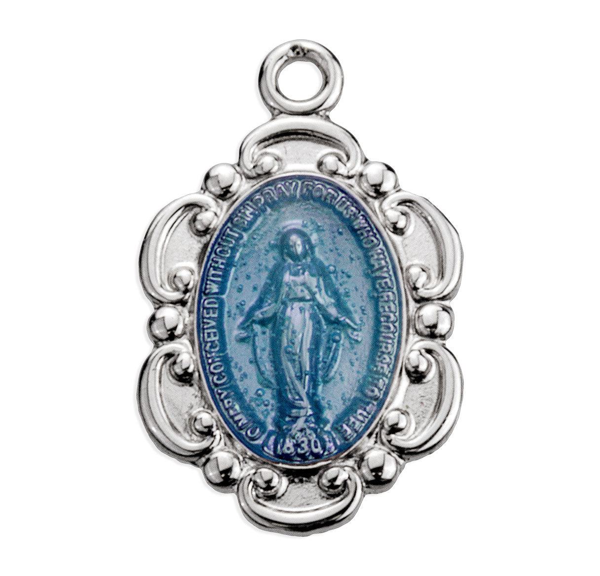 Sterling Silver Small Baroque Blue Miraculous- 16" Ch-Bxd