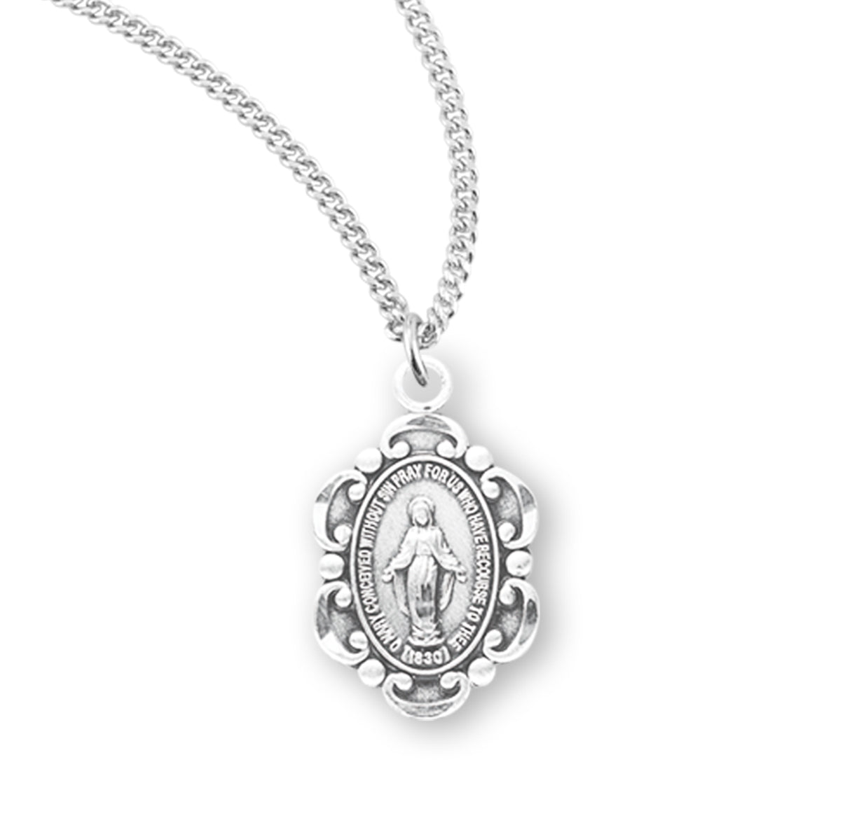 Sterling Silver Small Baroque Miraculous 16" Ch-Bxd