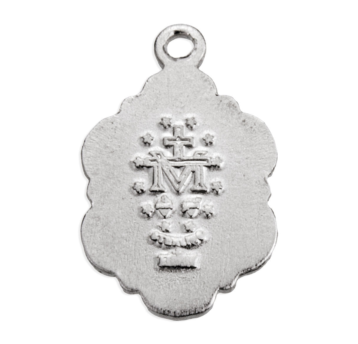 Sterling Silver Pink Epoxy Oval Fancy Edge Miraculous Medal