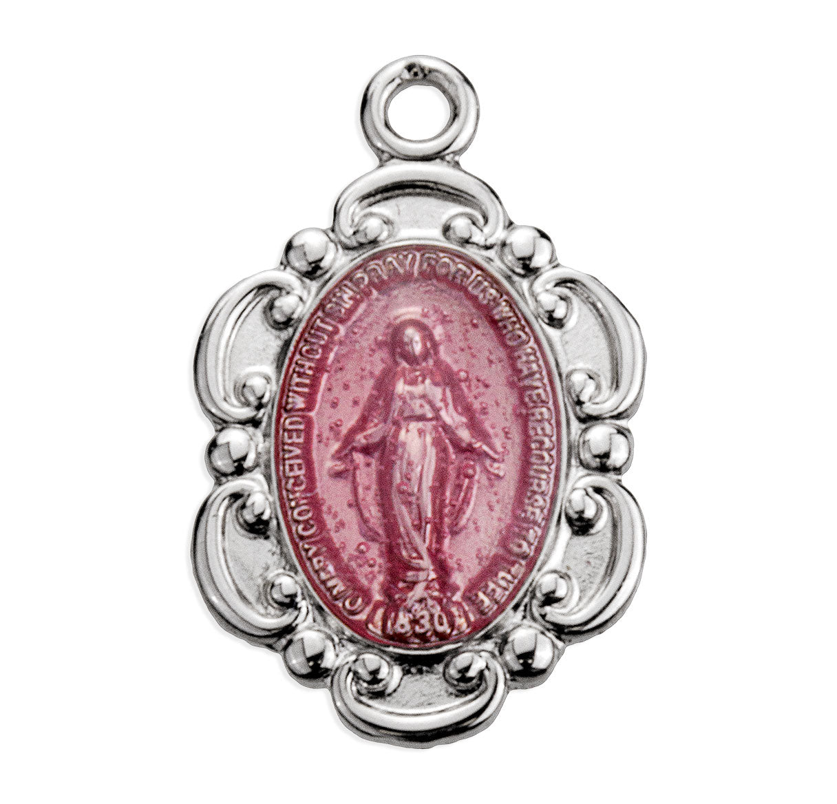 Sterling Silver Small Baroque Pink Miraculous 16" Ch-Bxd