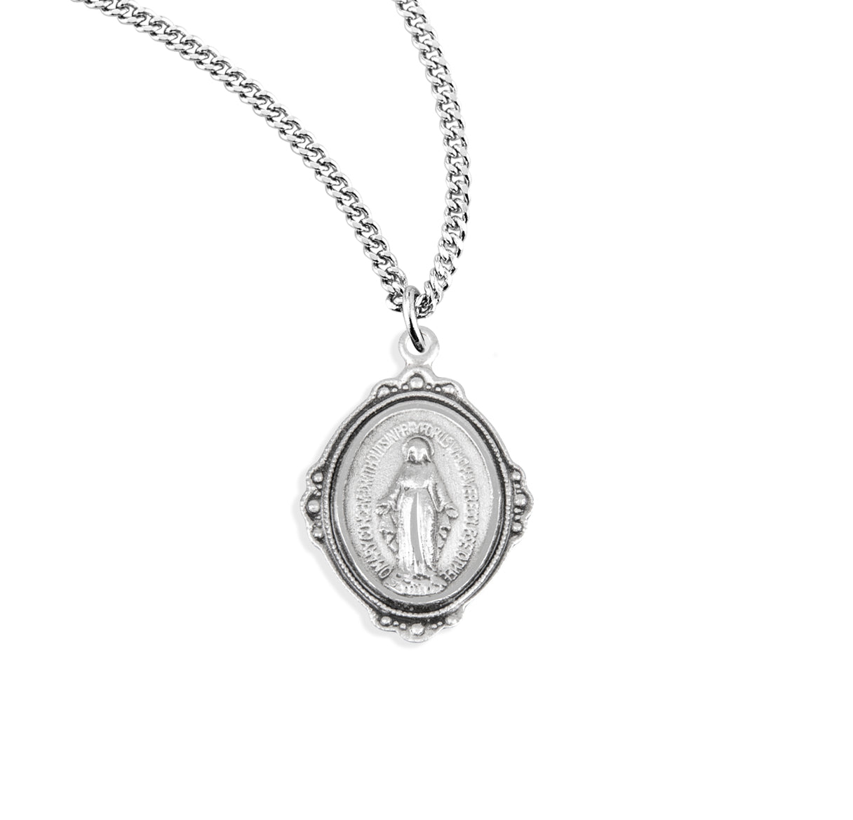 Sterling Small Oval Miraculous 16" Ch-Bxd