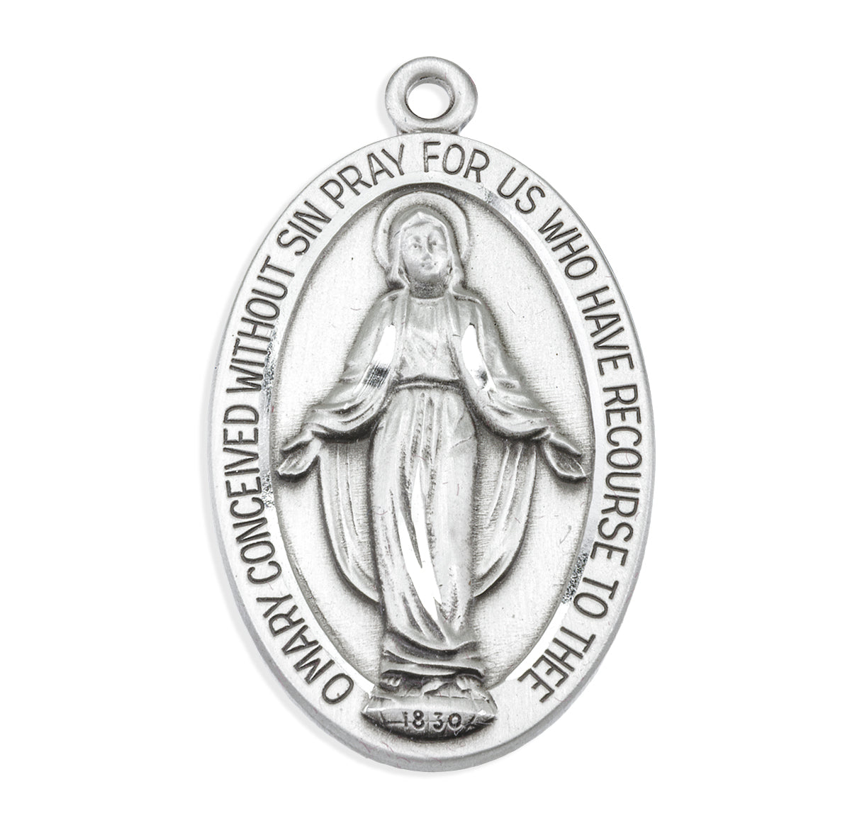 Sterling Silver Lrg Oval Miraculous 27" Ch-Bxd