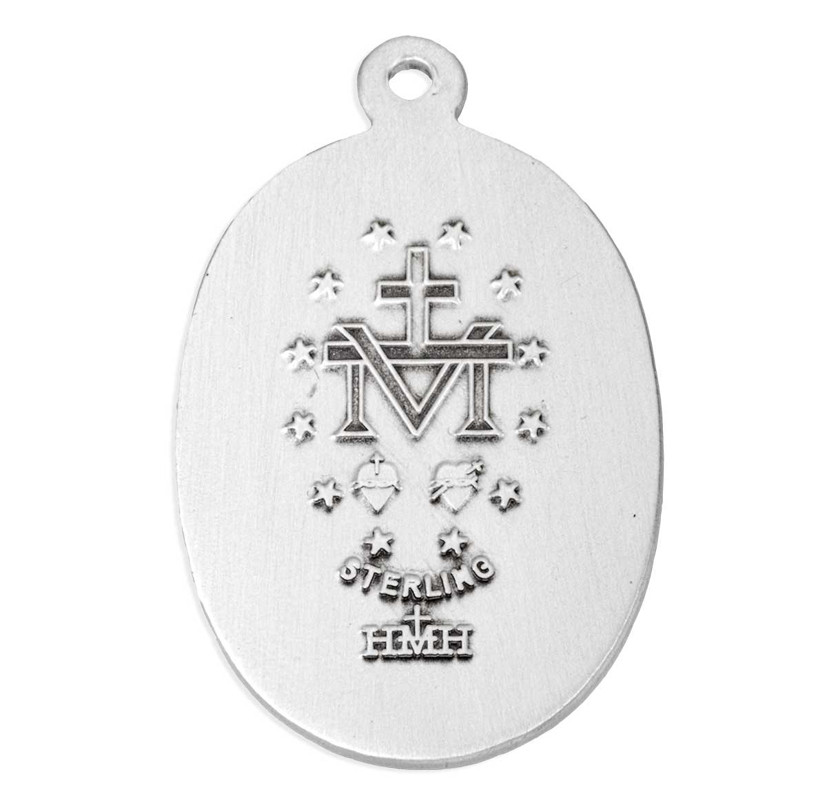 Sterling Silver Miraculous Medal W/ Blue Epoxy Interior & High Polished Edges-18"
