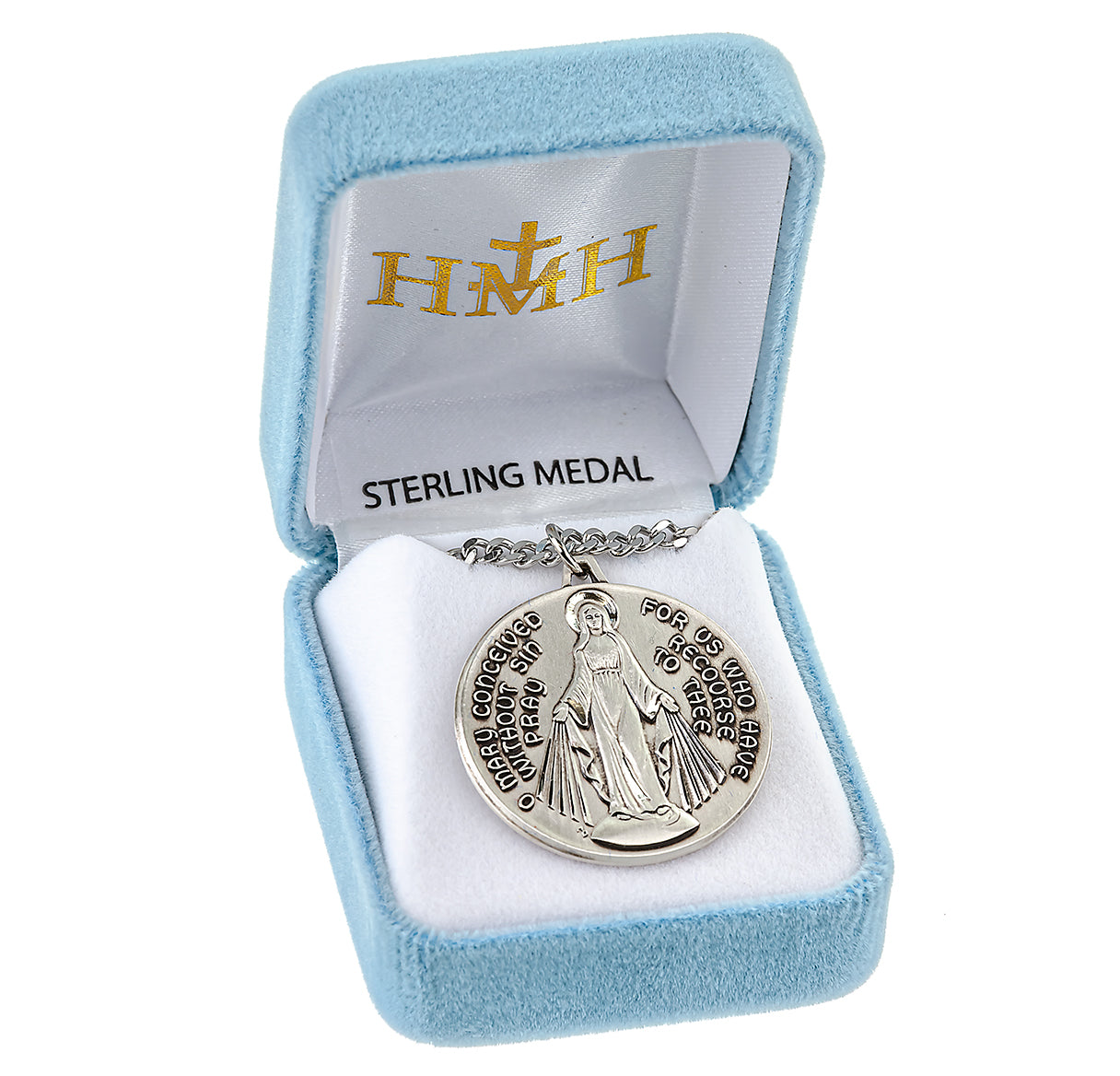 Sterling Silver Round Contemporary Miraculous Medal
