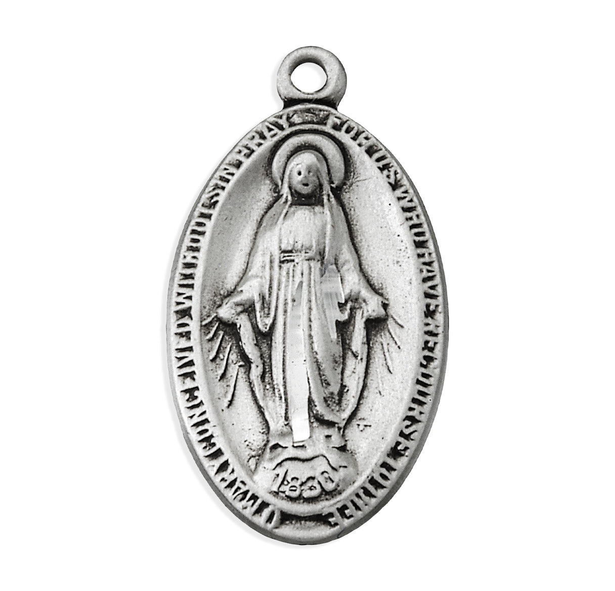 Sterling Silver Oval Miraculous Medal Pendant of Immuculate Mary-18" Ch-Bxd
