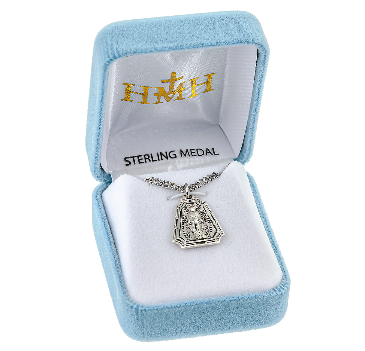 Sterling Silver Triangle Shaped Miraculous Medal w/24" Ch-Bxd