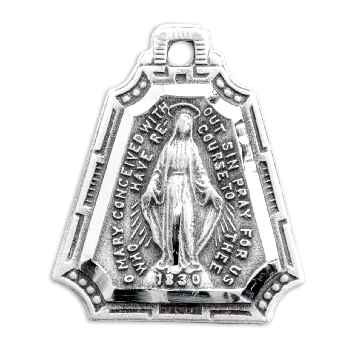 Sterling Silver Triangle Shaped Miraculous Medal w/24" Ch-Bxd