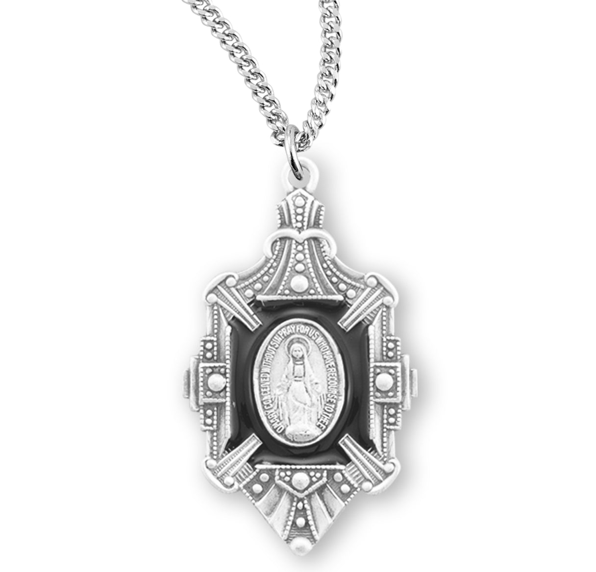 Sterling Silver Fancy Epoxy Miraculous Medal