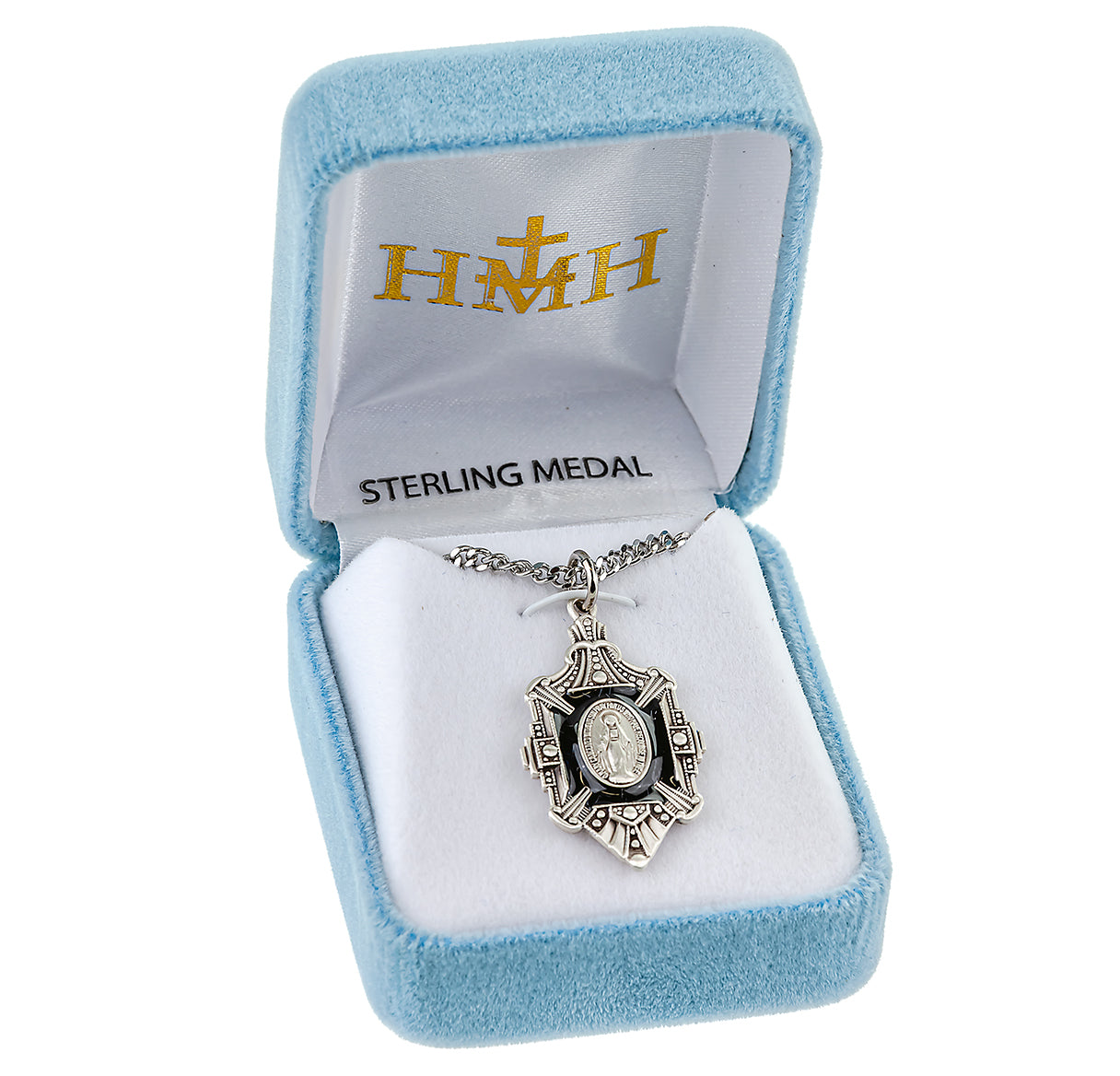 Sterling Silver Fancy Epoxy Miraculous Medal