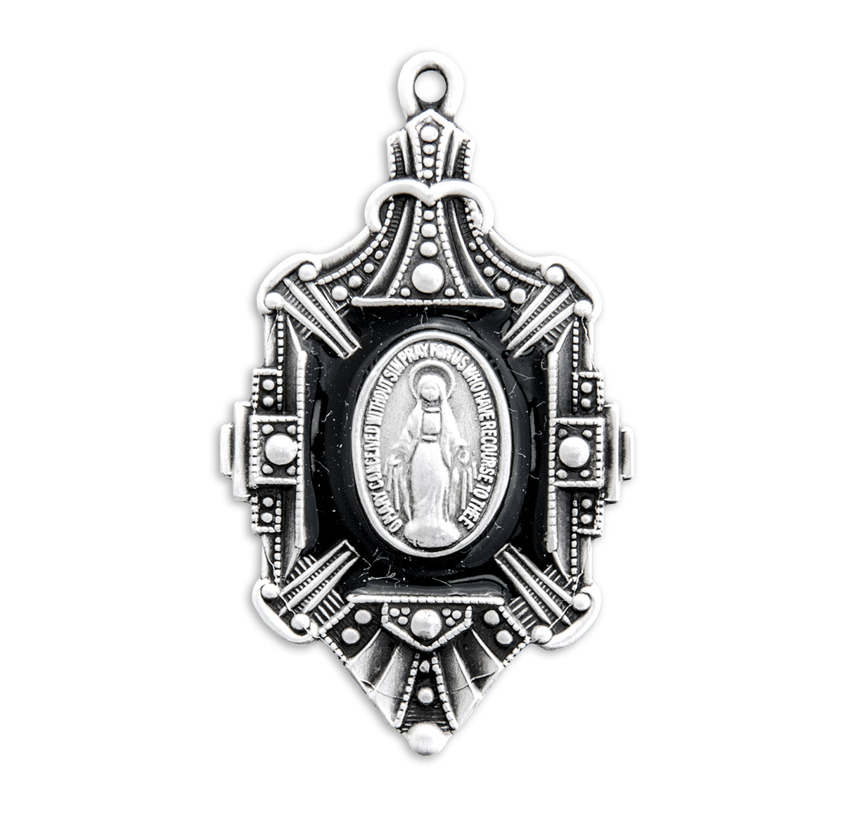 Sterling Silver Fancy Epoxy Miraculous Medal