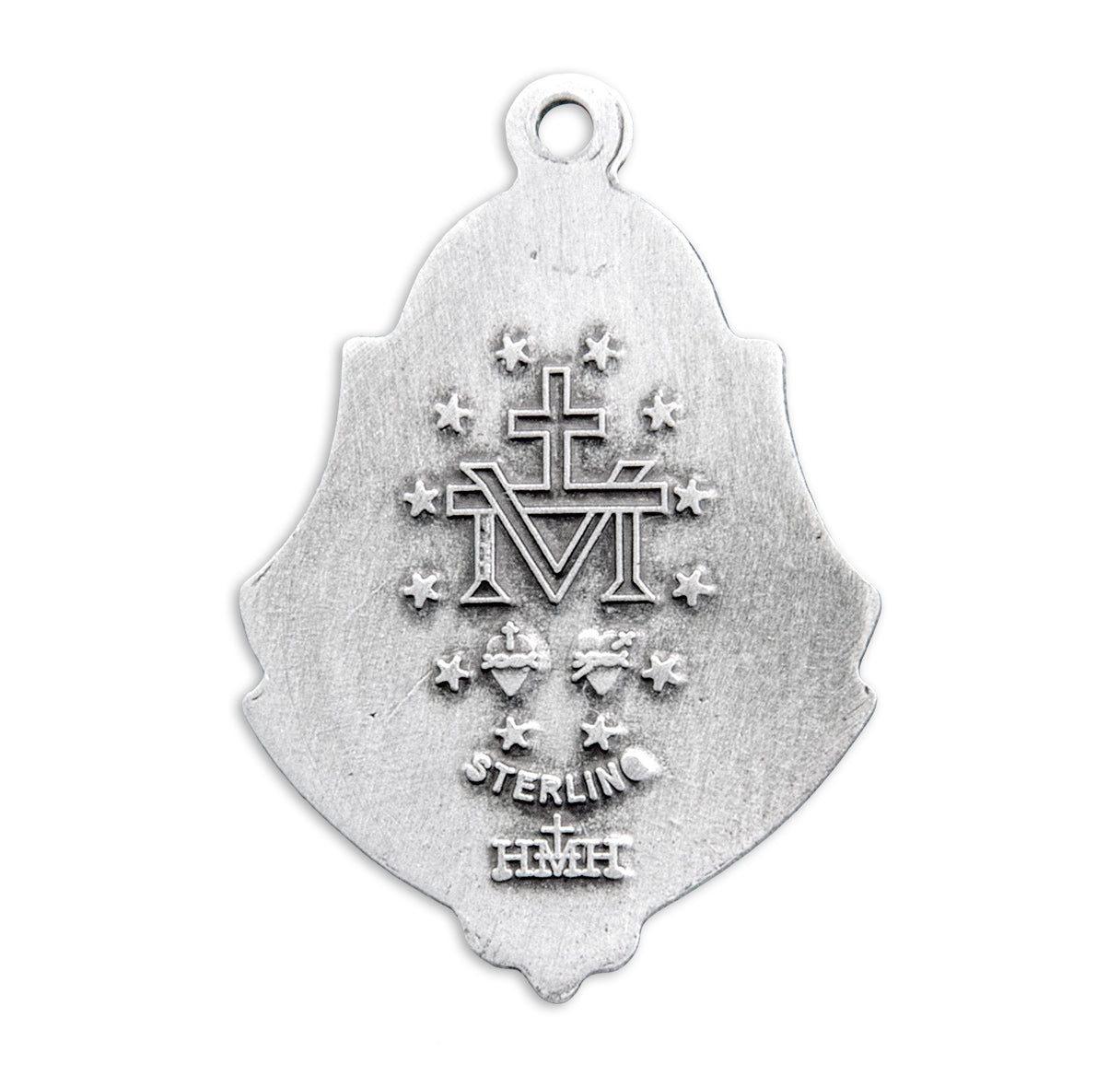 Sterling Silver Miraculous Medal with Art Deco Border