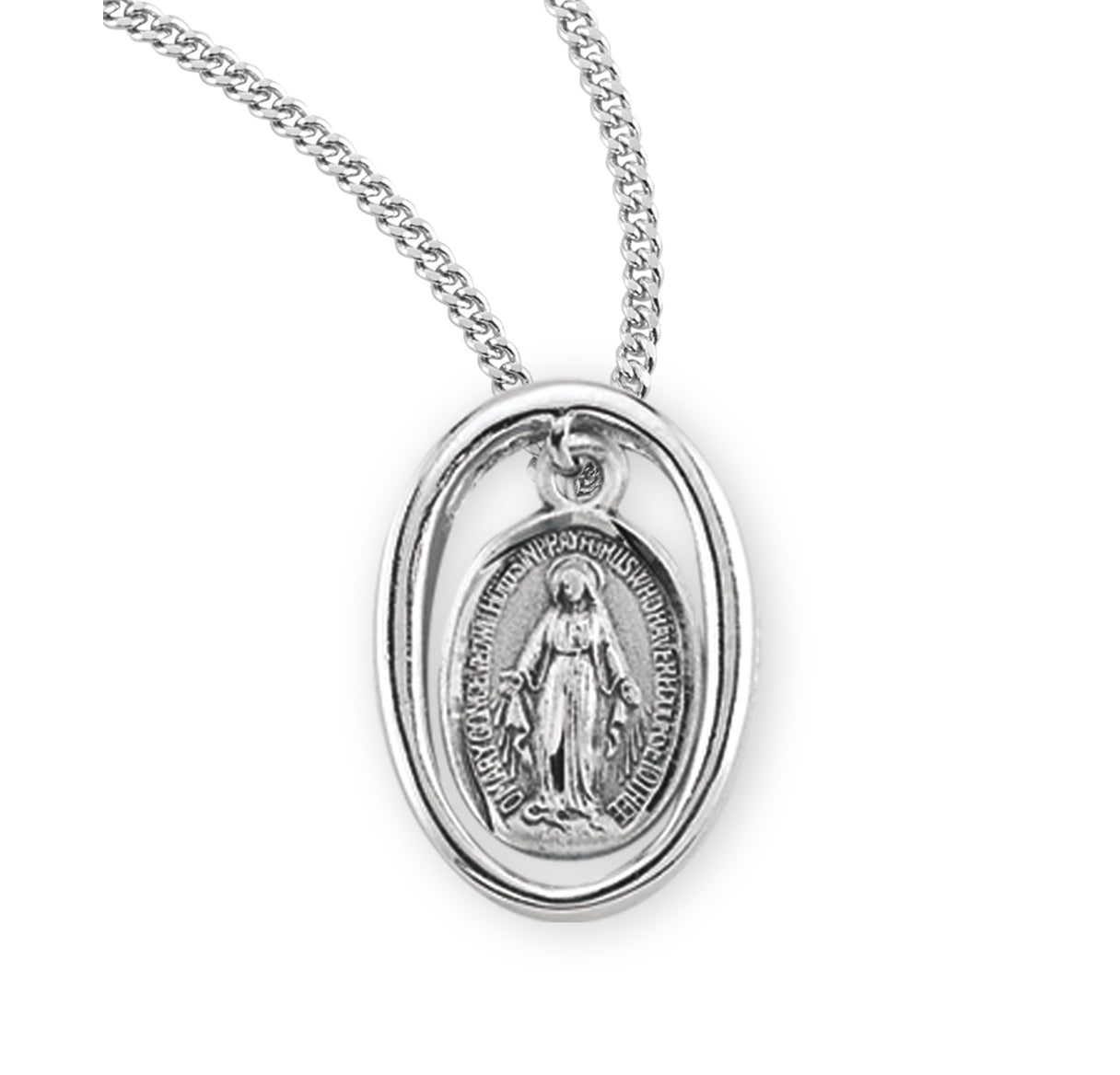 Sterling Silver Oval Miraculous Medal