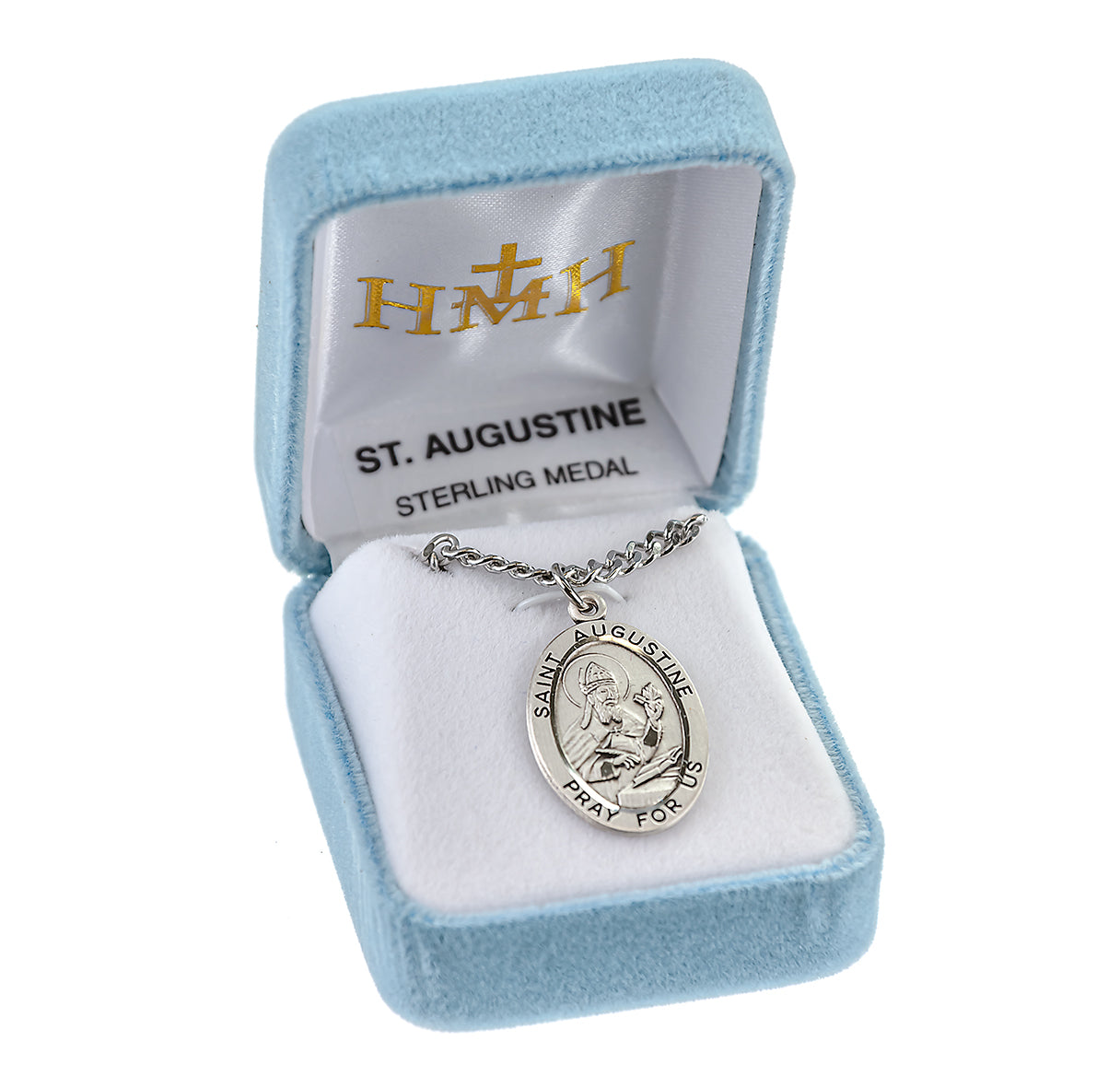 Patron Saint Augustine Oval Sterling Silver Medal