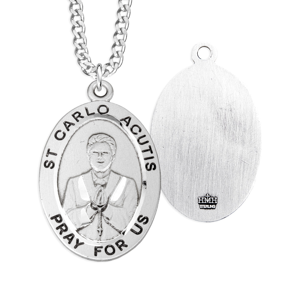 Sterling Oval St Carlo Acutis Medal- 20"
