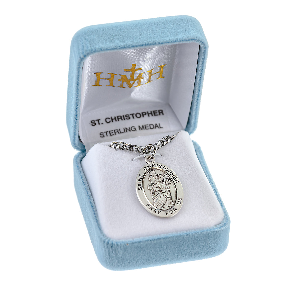 Sterling Silver Lg Oval St Christopher 27" Ch-Bxd