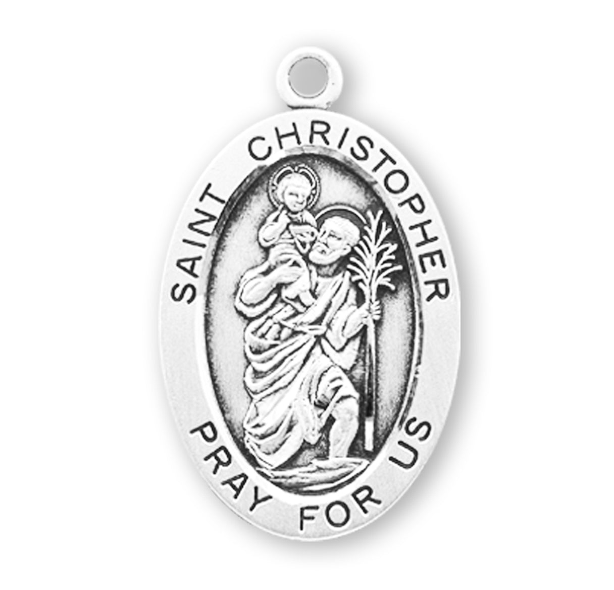 Sterling Silver Lg Oval St Christopher 27" Ch-Bxd