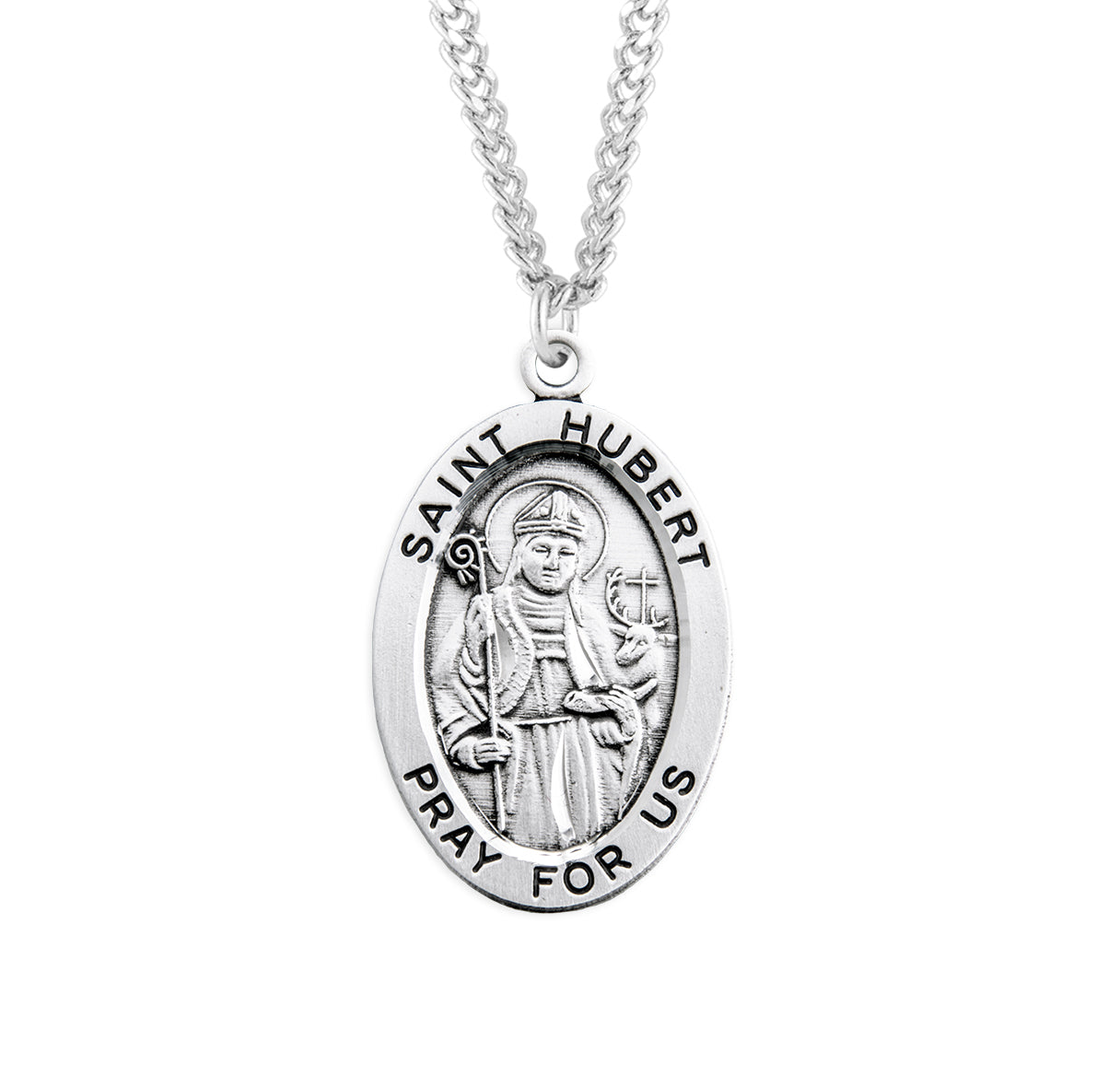 Patron Saint Hubert Oval Sterling Silver Medal