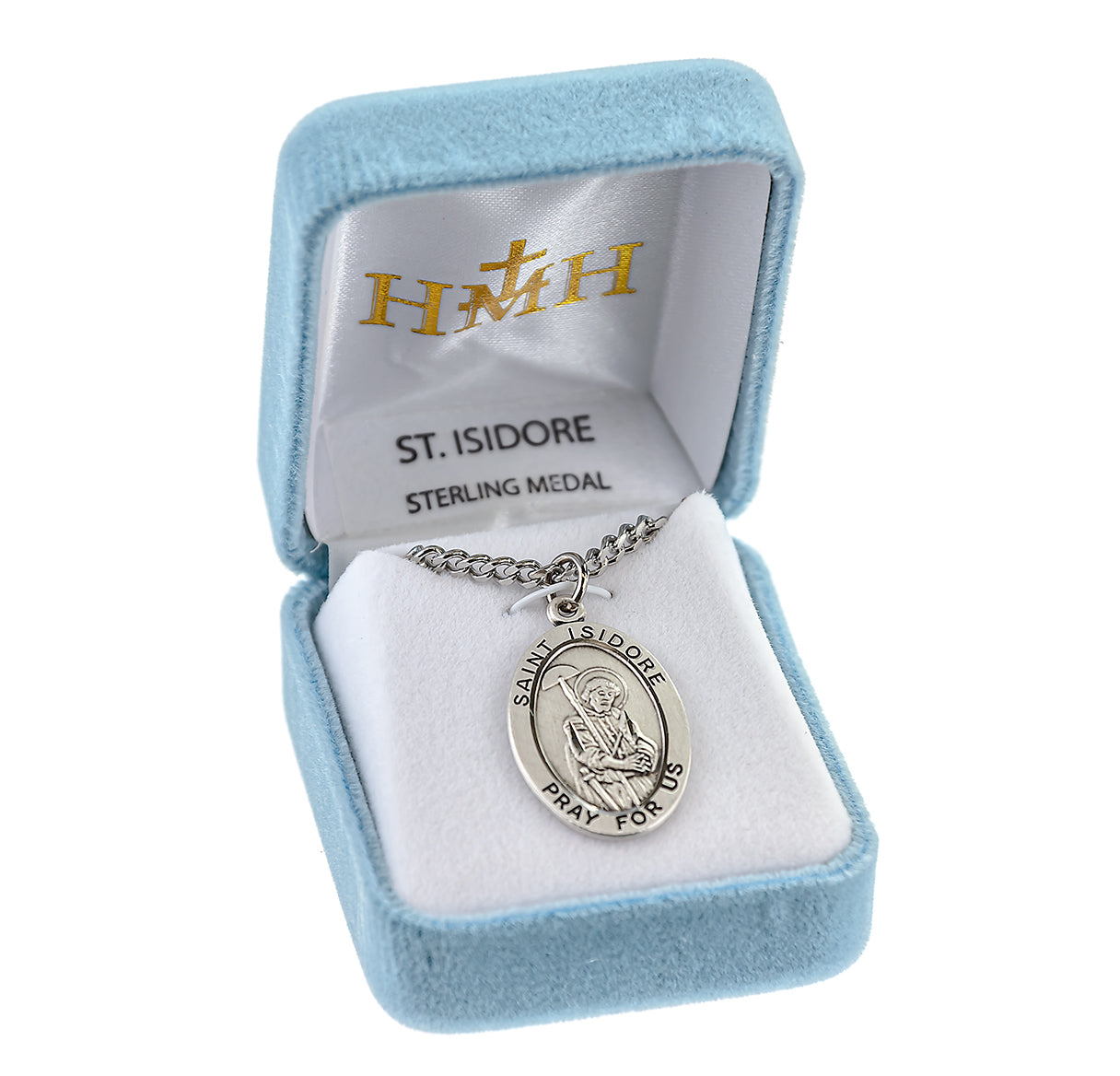 Sterling Silver Lg Oval St Isadore 24" Ch-Bxd