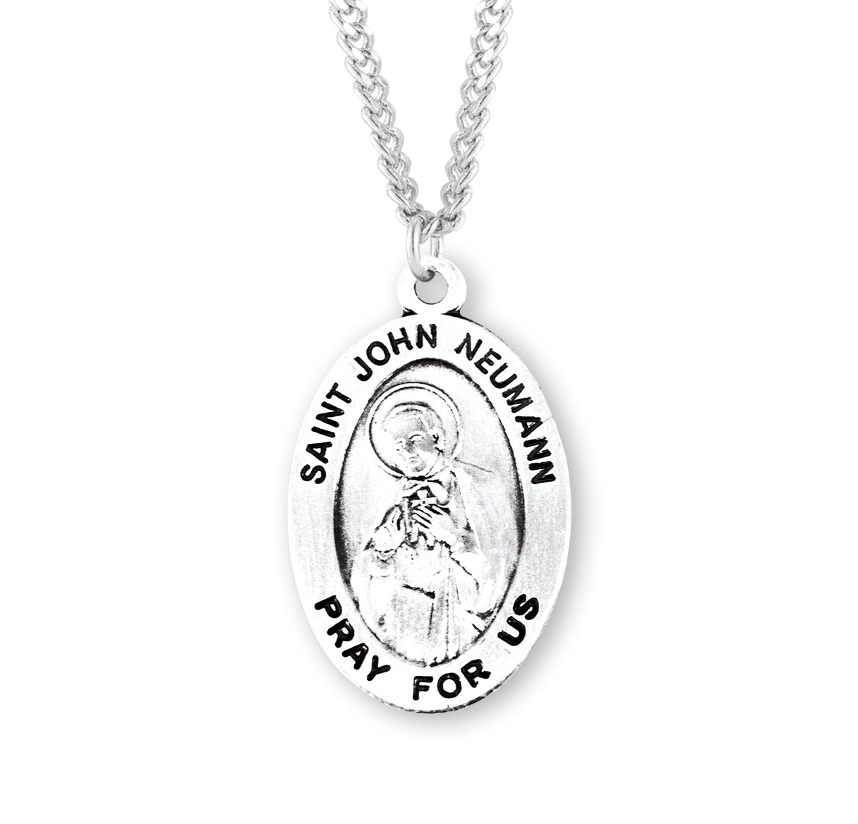 Sterling Silver Lg St John Neumann Medal-*24" Ch-Bxd