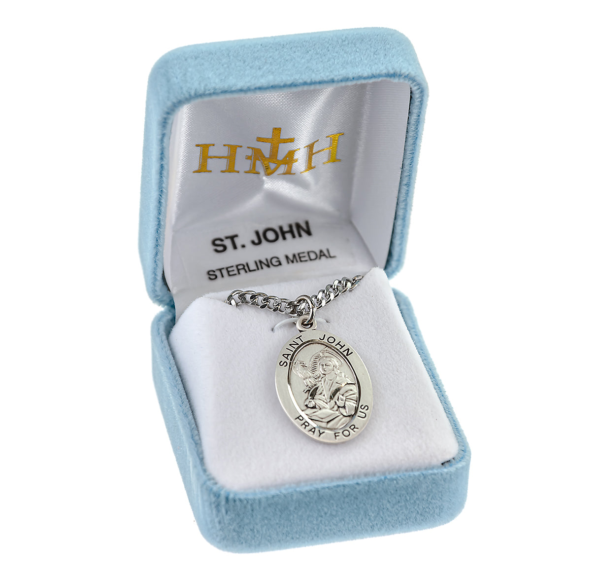 Patron Saint John the Evangelist Oval Sterling Silver Medal