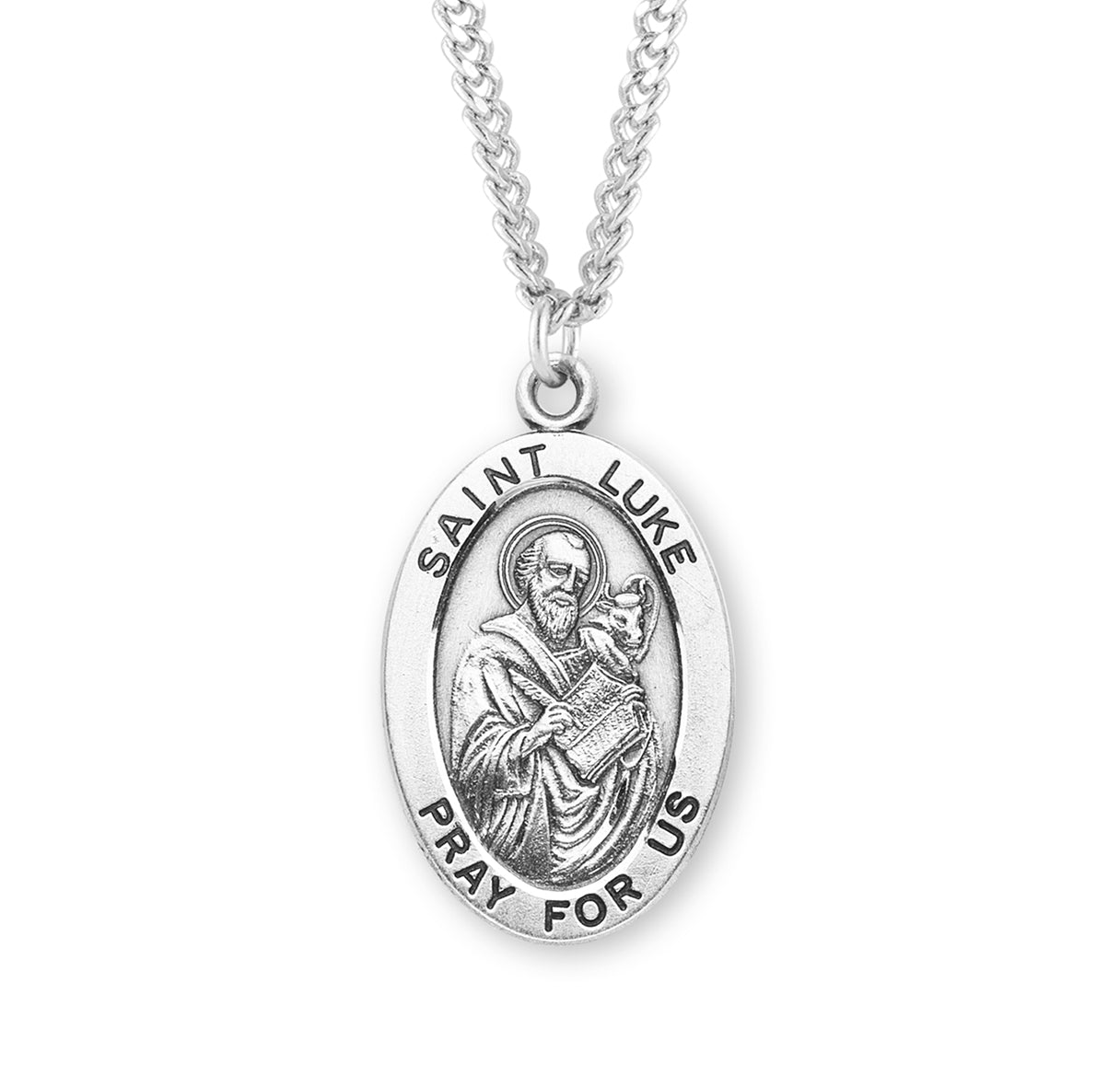 Sterling Silver Lg Oval St Luke 27" Ch-Bxd