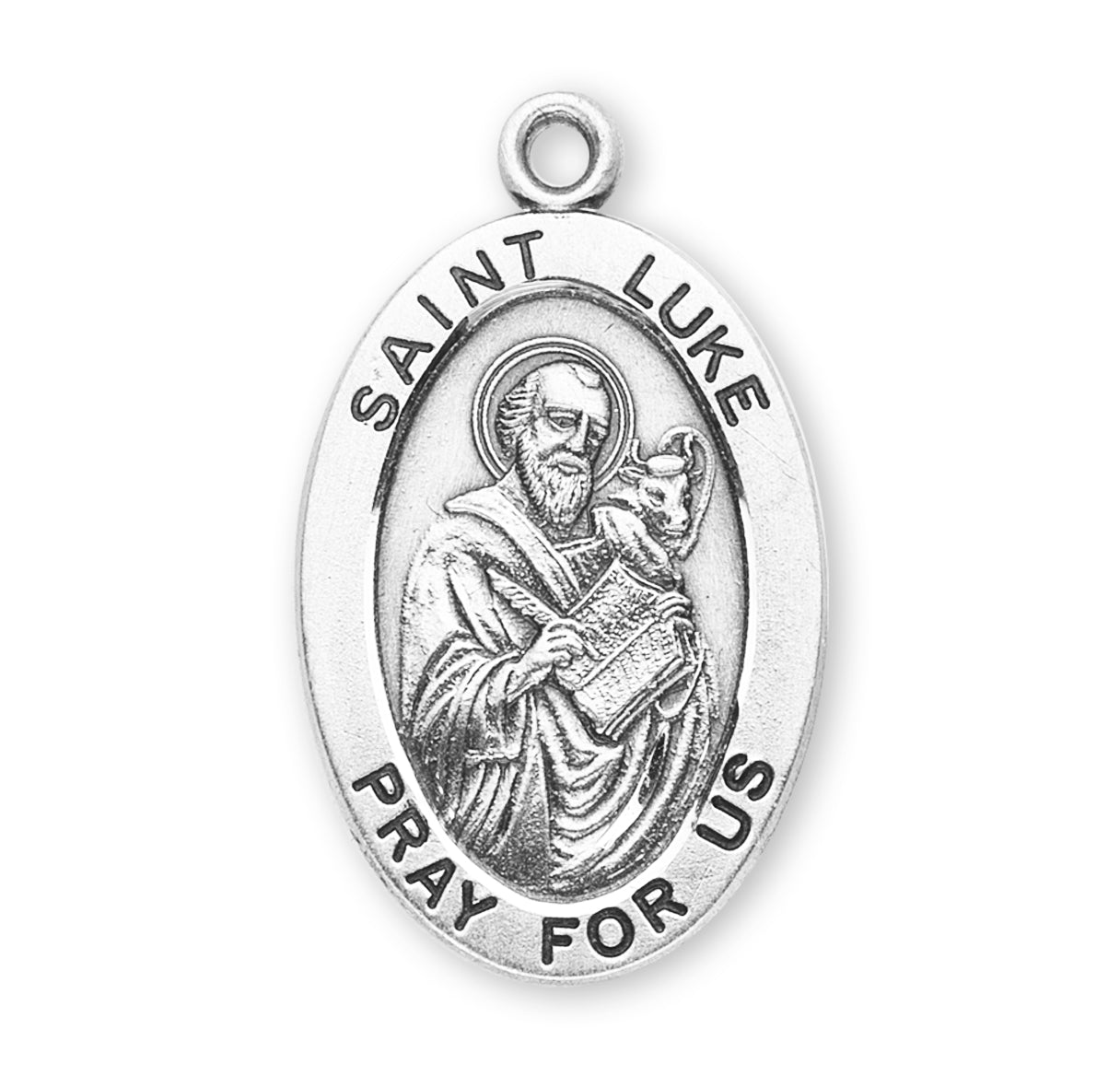 Sterling Silver Lg Oval St Luke 27" Ch-Bxd