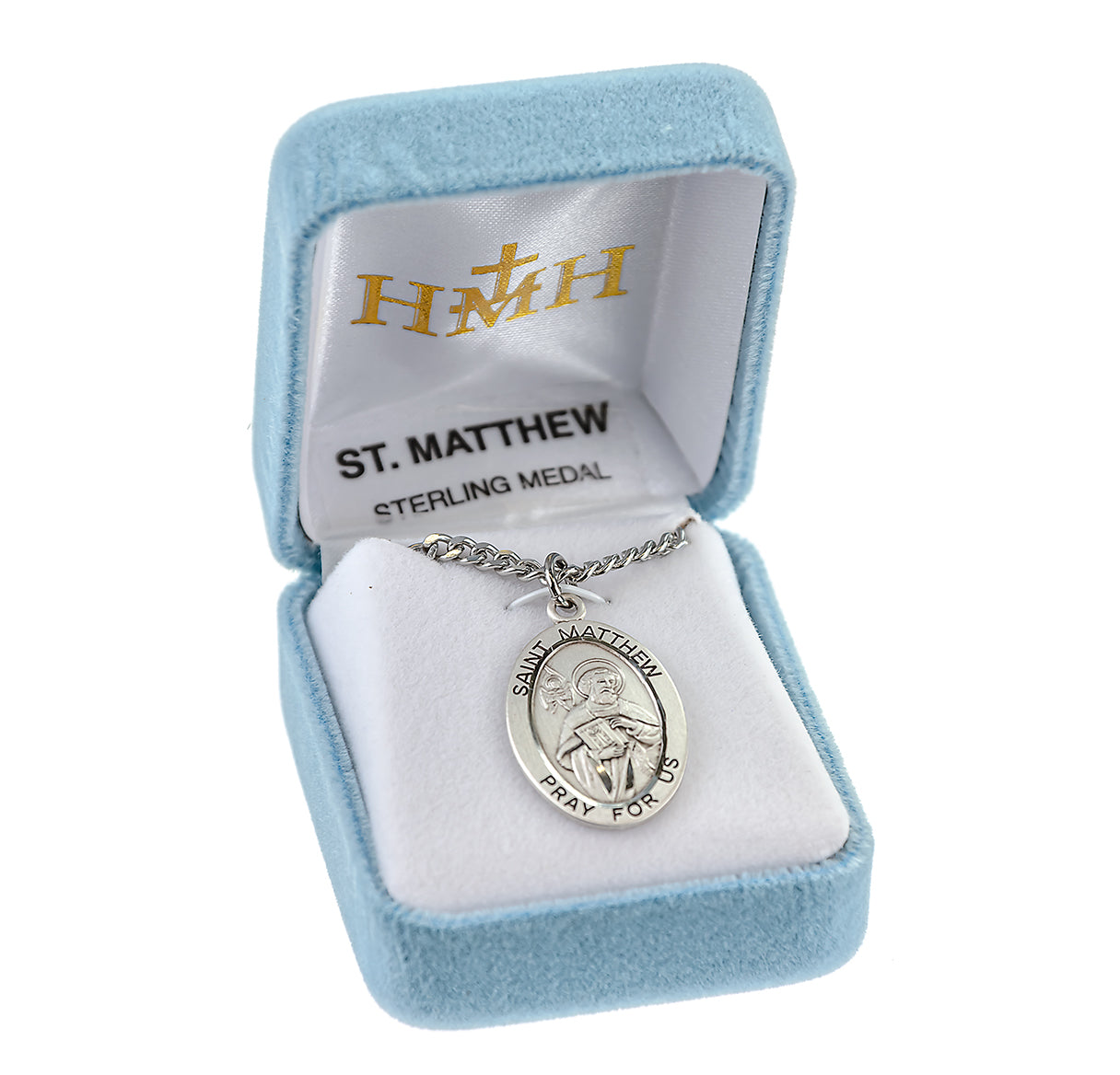 Sterling Silver Lg Oval St Matthew 27" Ch-Bxd