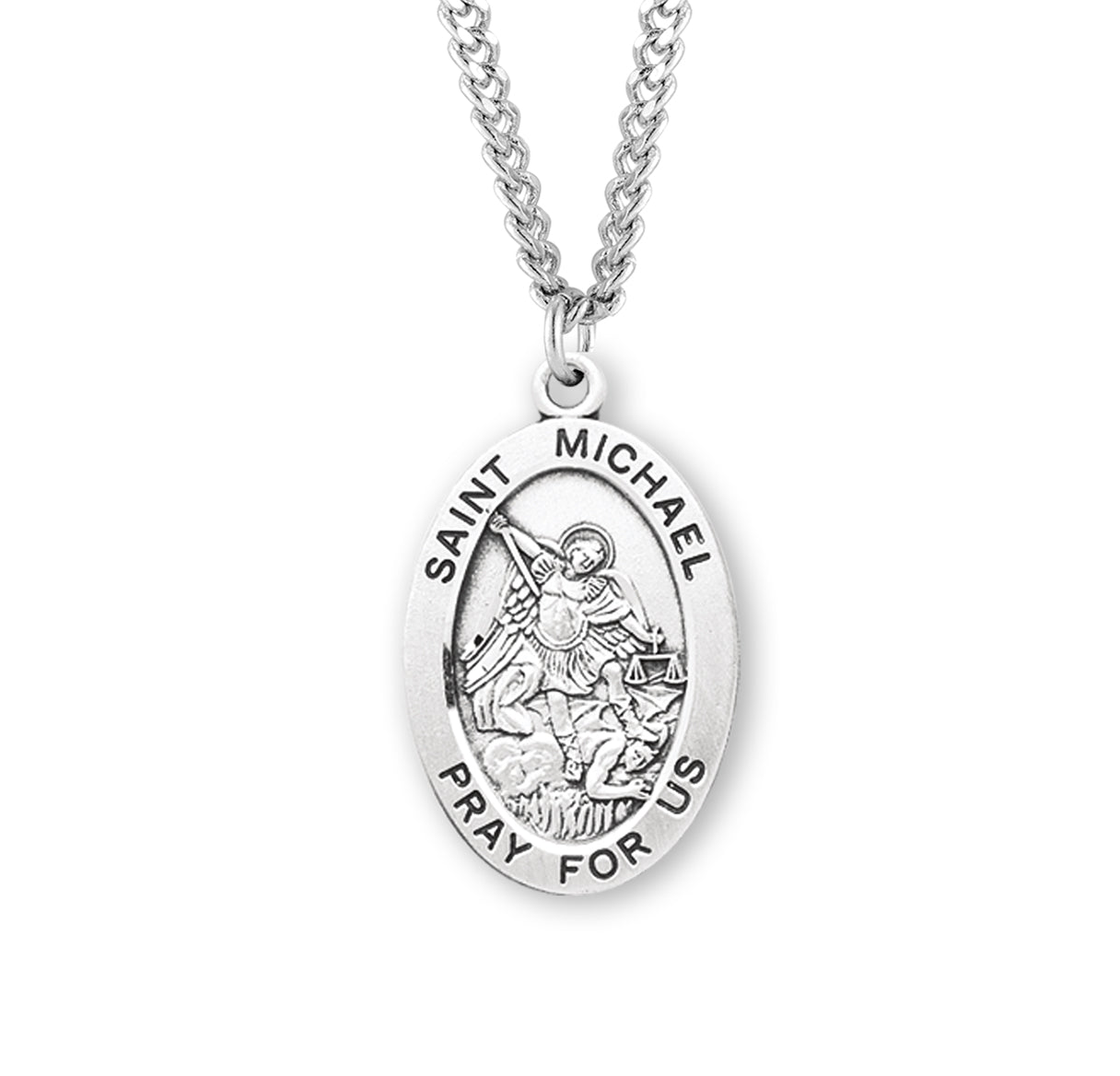 Sterling Silver Lg Oval St Michael 27" Ch-Bxd