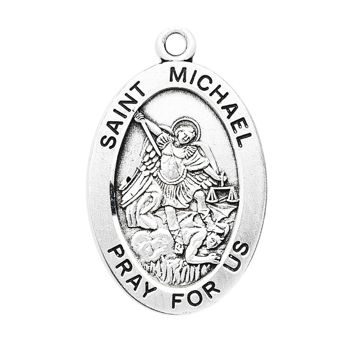 Sterling Silver Lg Oval St Michael 27" Ch-Bxd