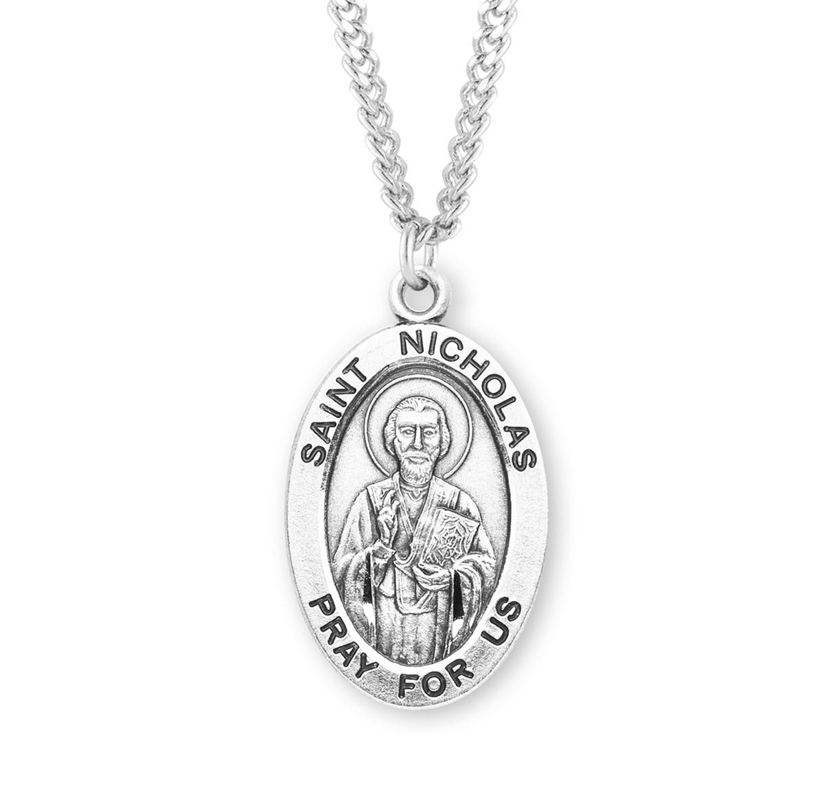 Patron Saint Nicholas Oval Sterling Silver Medal