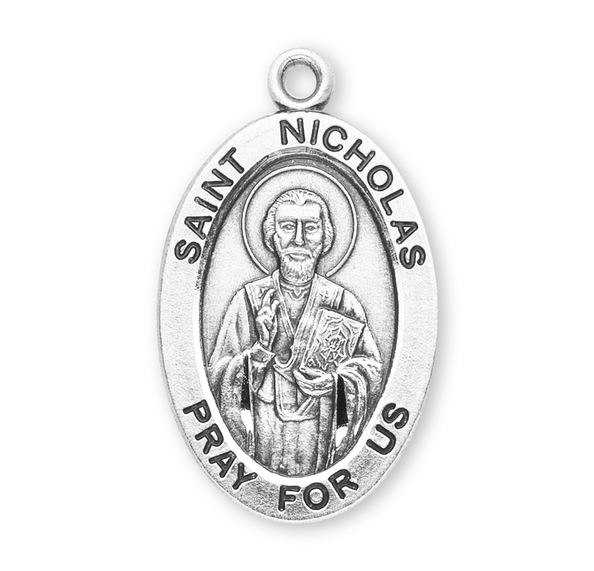 Sterling Silver Lg Oval St Nicholas 20" Ch-Bxd