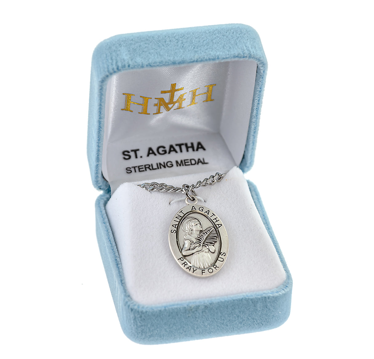 Patron Saint Agatha Oval Sterling Silver Medal