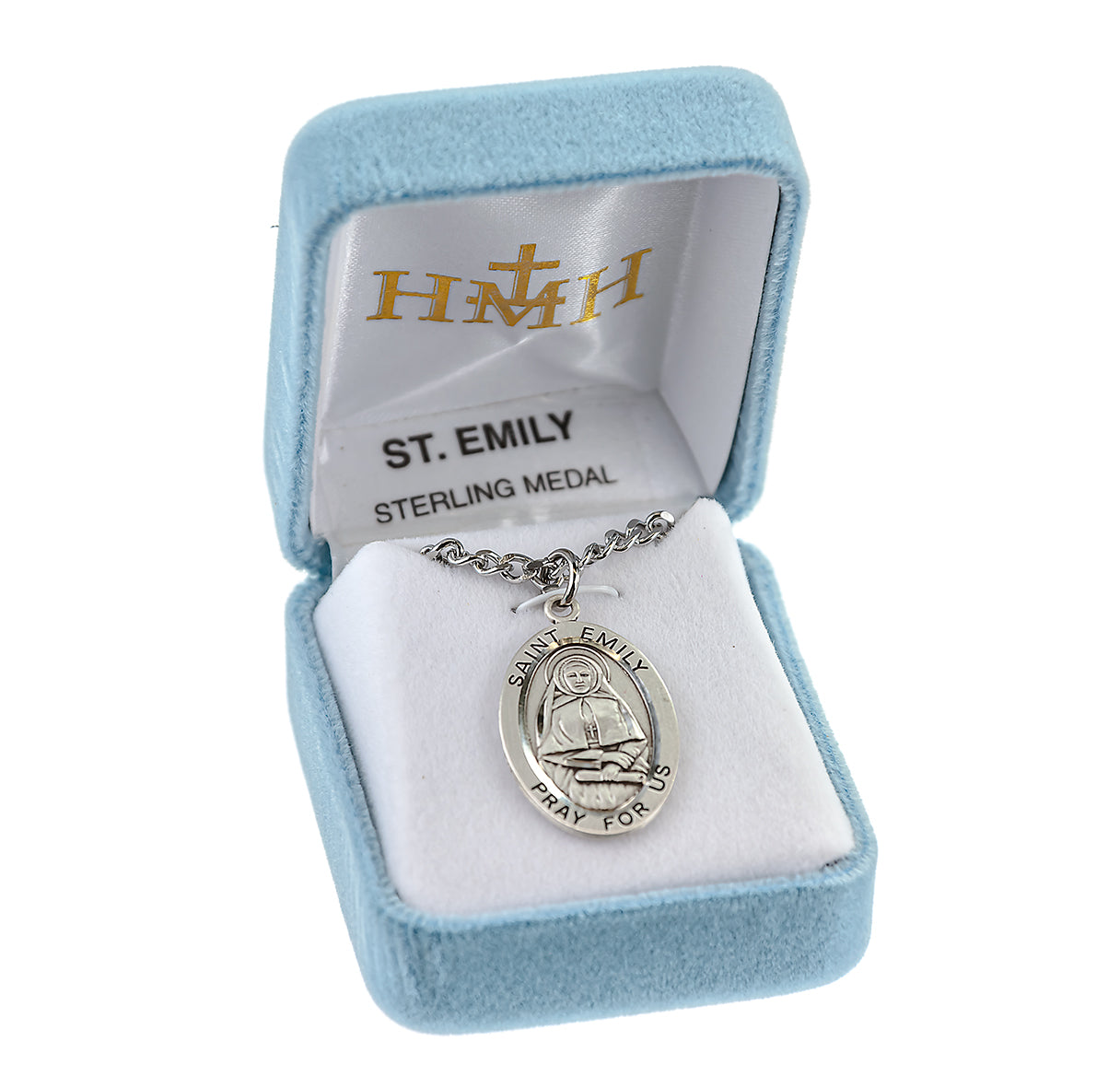 Patron Saint Emily Oval Sterling Silver Medal