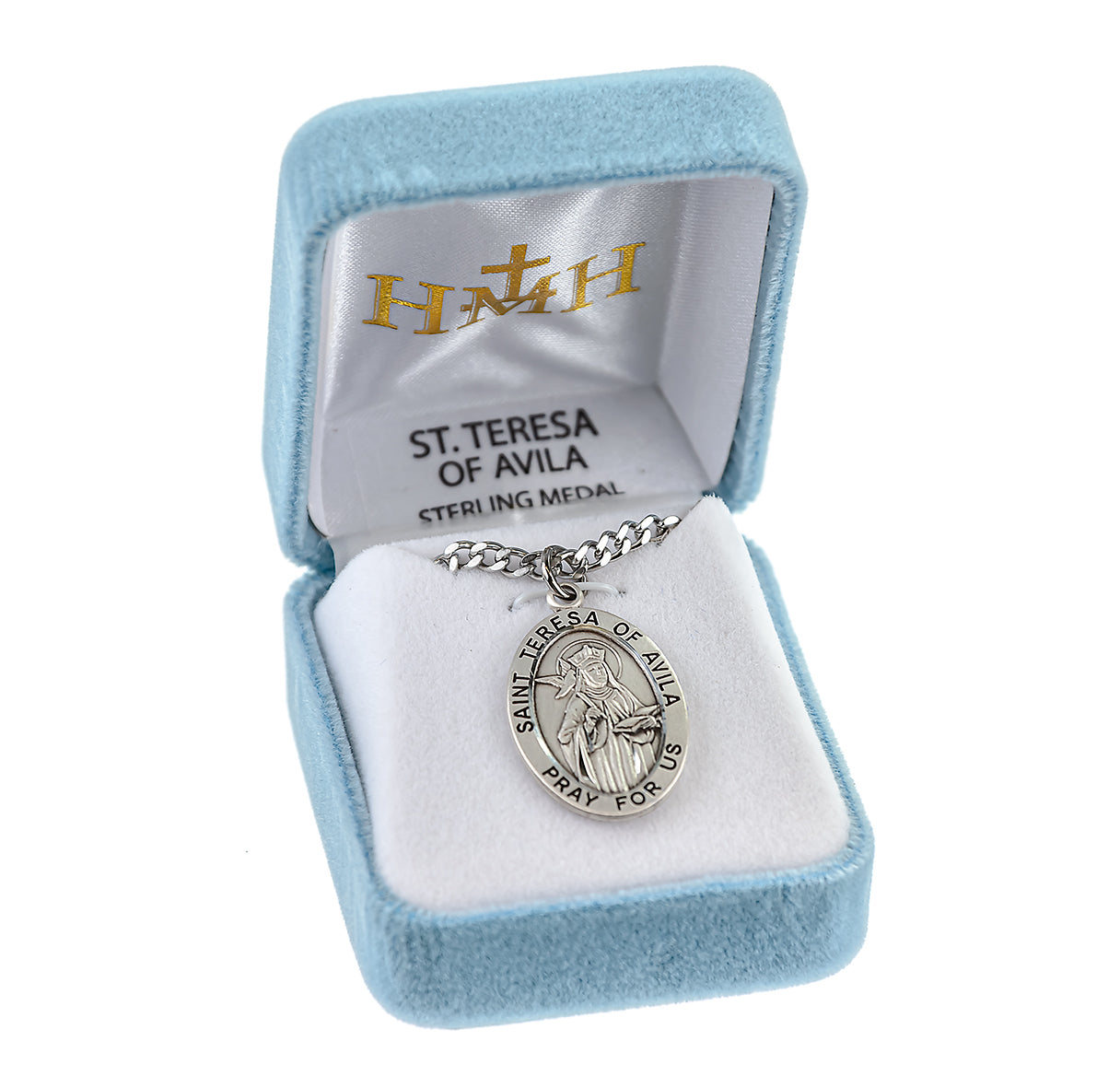 Sterling Silver Lg Oval St Therese Of Avila 24" Ch-Bxd