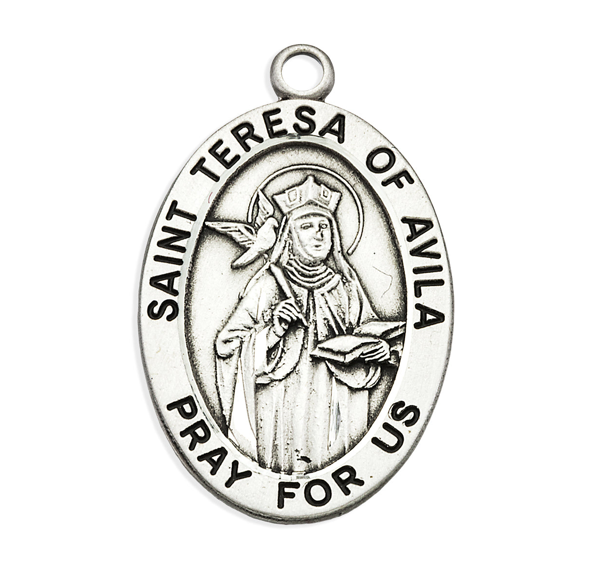 Sterling Silver Lg Oval St Therese Of Avila 24" Ch-Bxd
