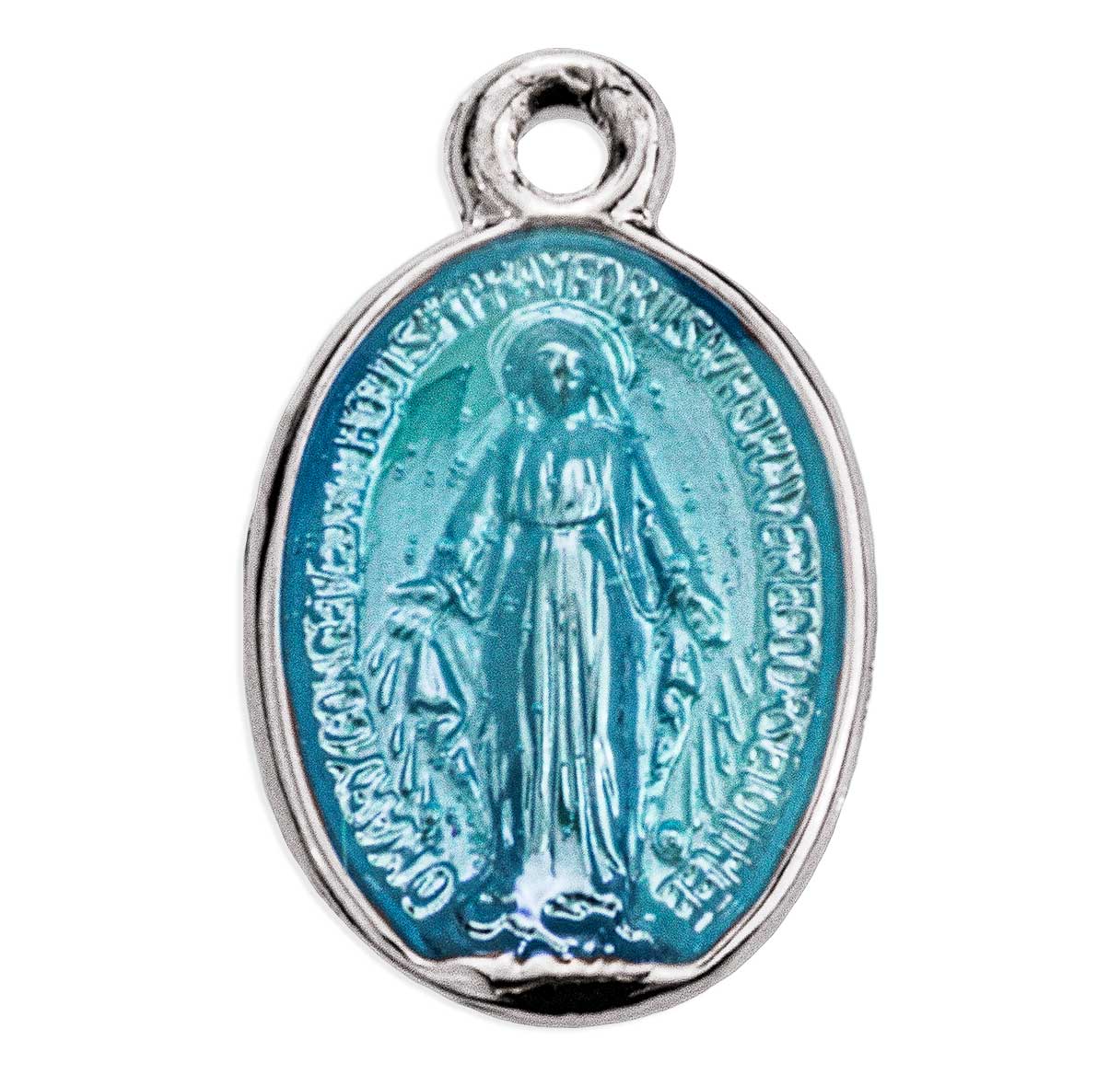 Sterling Silver Blue Tiny Miraculous-16" Ch-Bxd