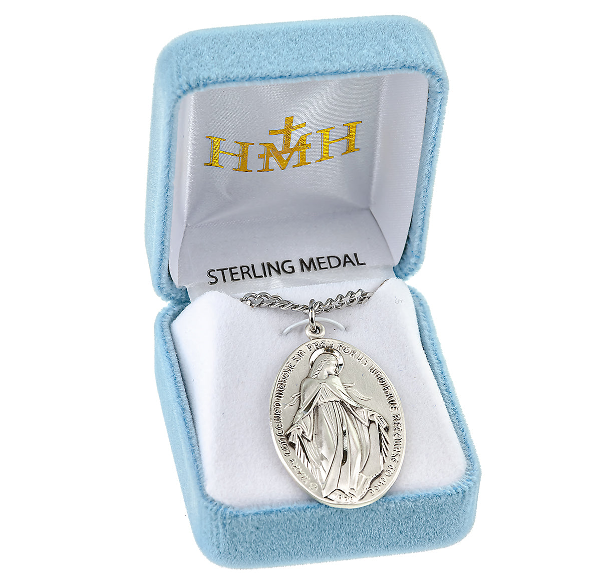 Sterling Silver Lrg Oval Profile Miraculous w/24" Ch-Bxd