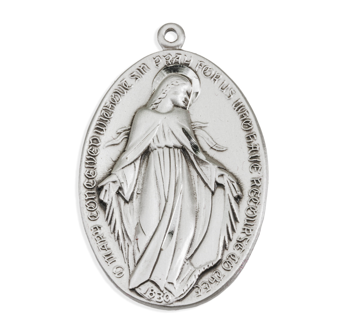 Sterling Silver Lrg Oval Profile Miraculous w/24" Ch-Bxd