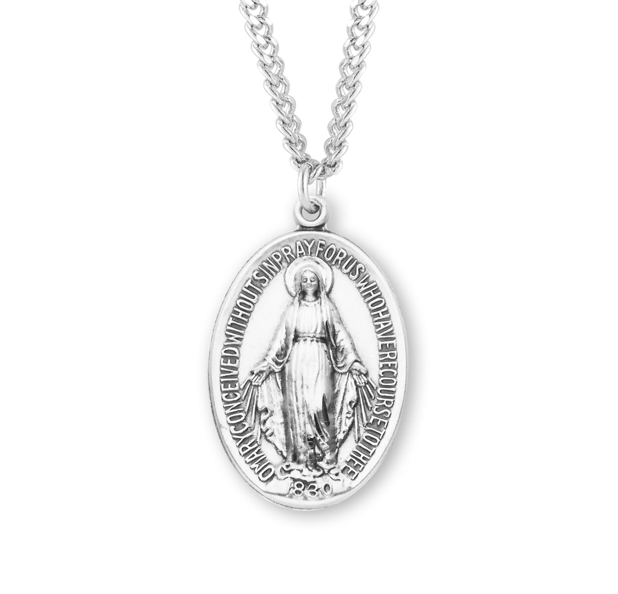 Sterling Silver Oval Mirac-27" Ch-Bxd