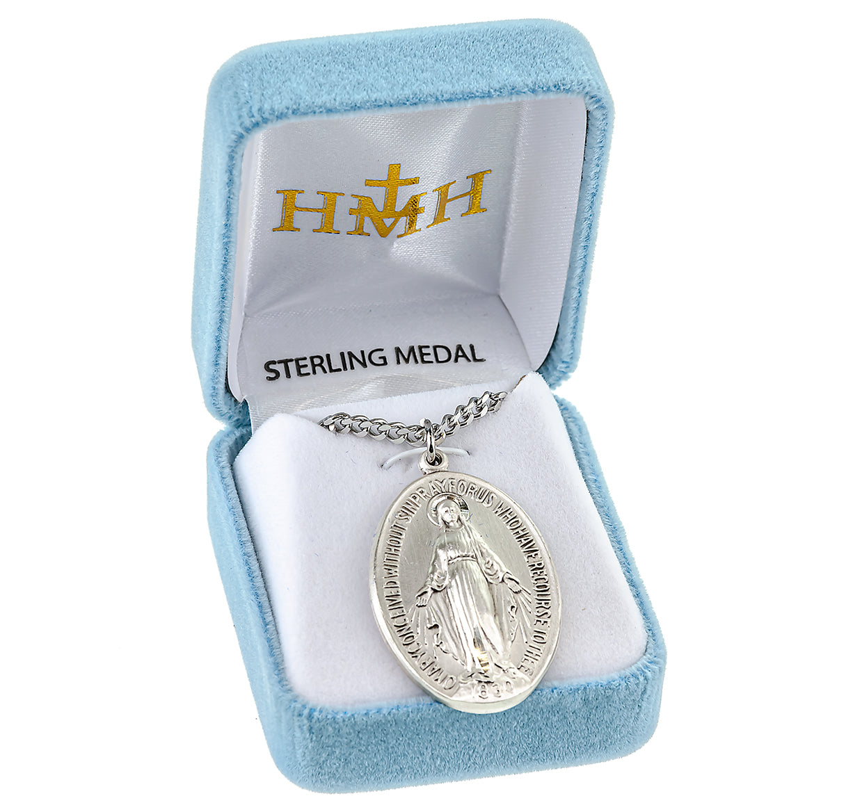 Sterling Silver Lrg. Miraculous w/24" Ch-Bxd