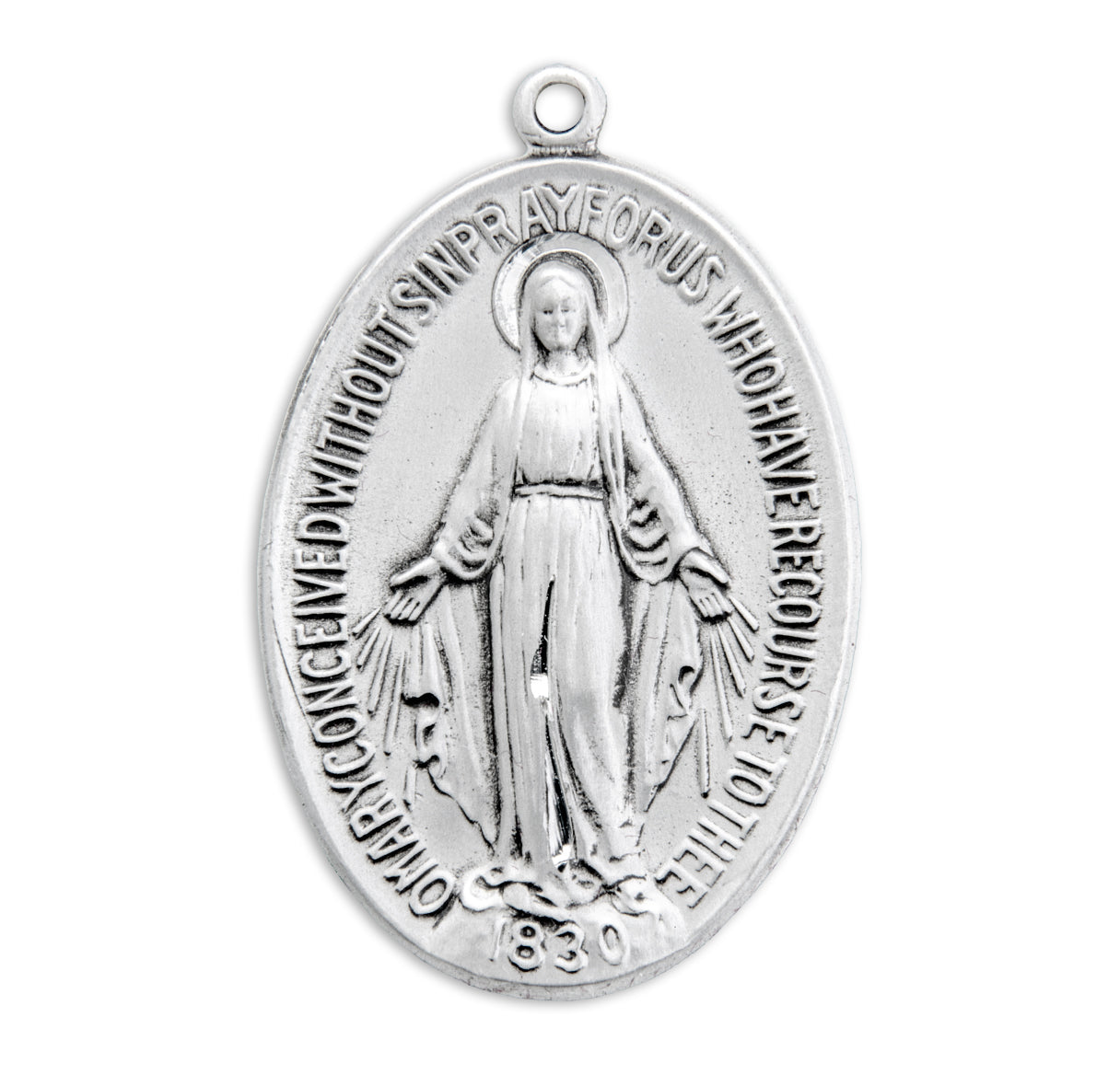 Sterling Silver Lrg. Miraculous w/24" Ch-Bxd