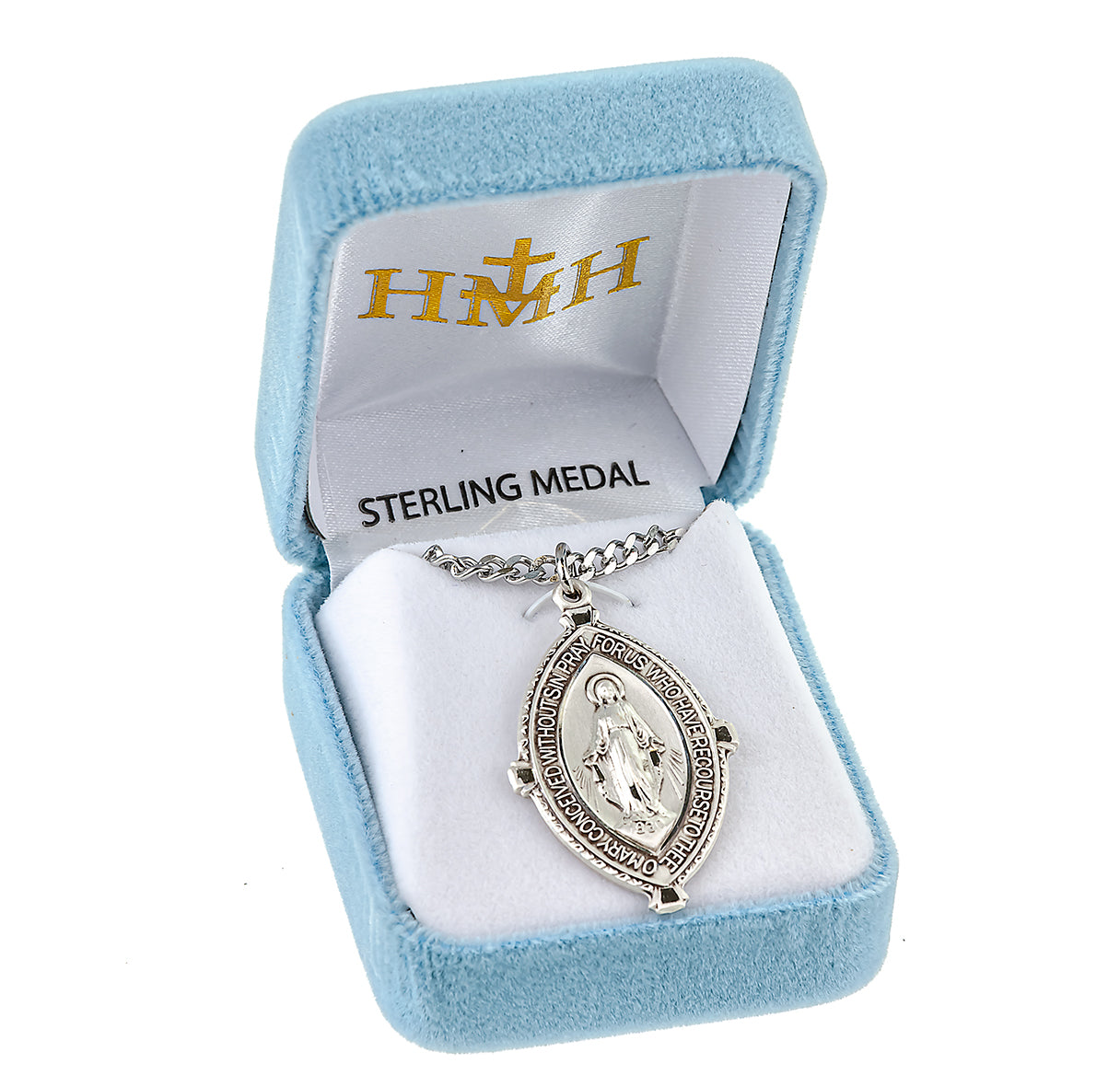Sterling Silver Almond Shape Miraculous-18" Ch-Bxd